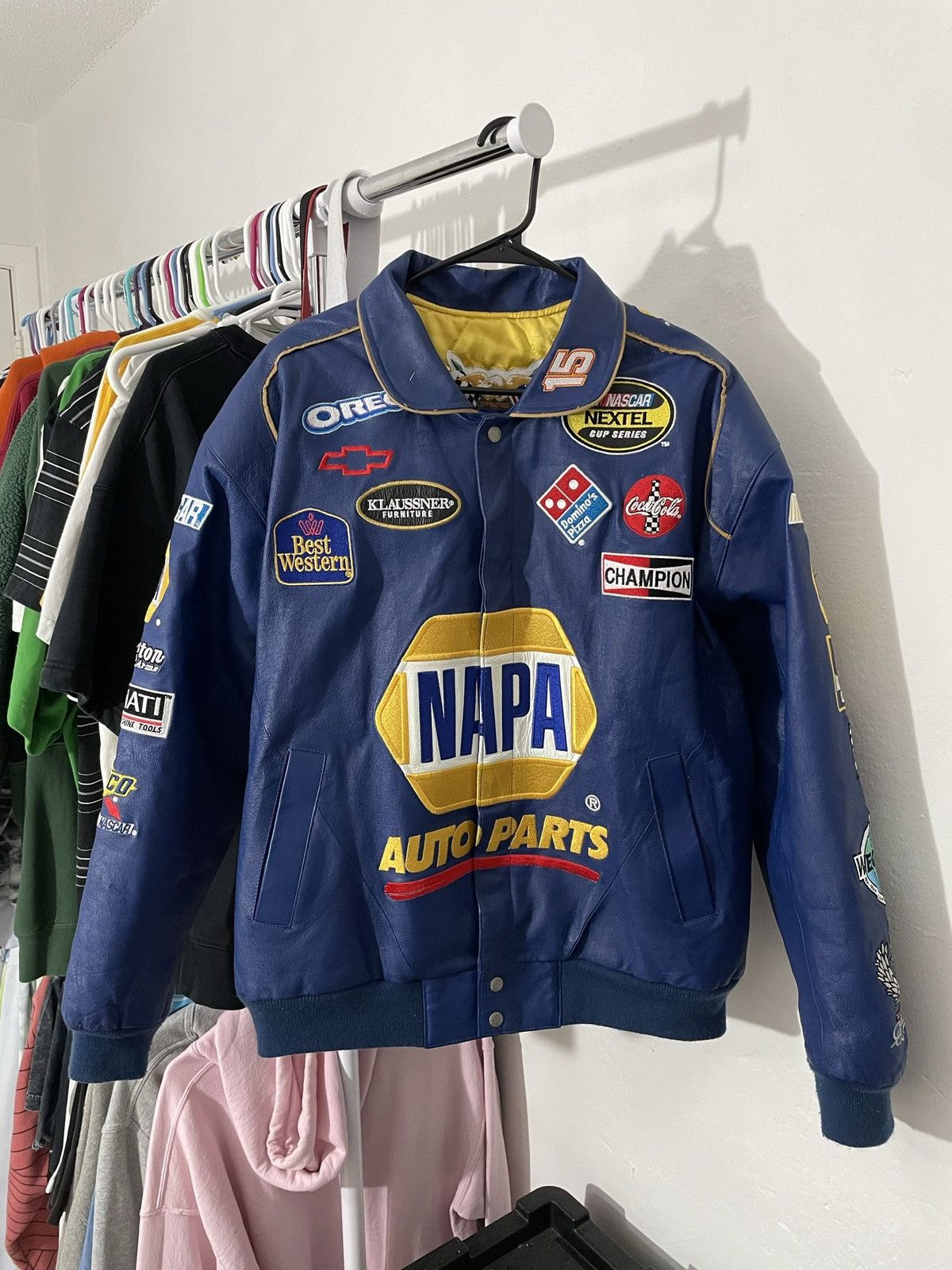 image of Chase Authentics x Jeff Hamilton Vintage Jeff Hamilton Napa Auto Parts Leather Racing Jacket in Roy