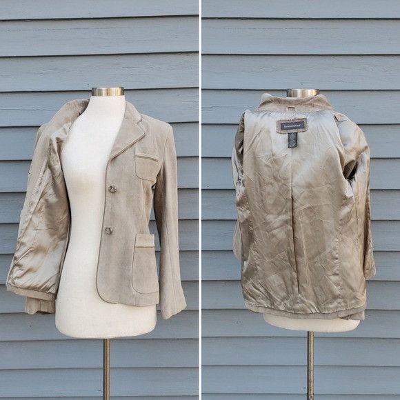 Banana Republic Banana Republic Taupe Gray Suede Leather Designer Blazer 2 Size XS / US 0-2 / IT 36-38 - 3 Thumbnail