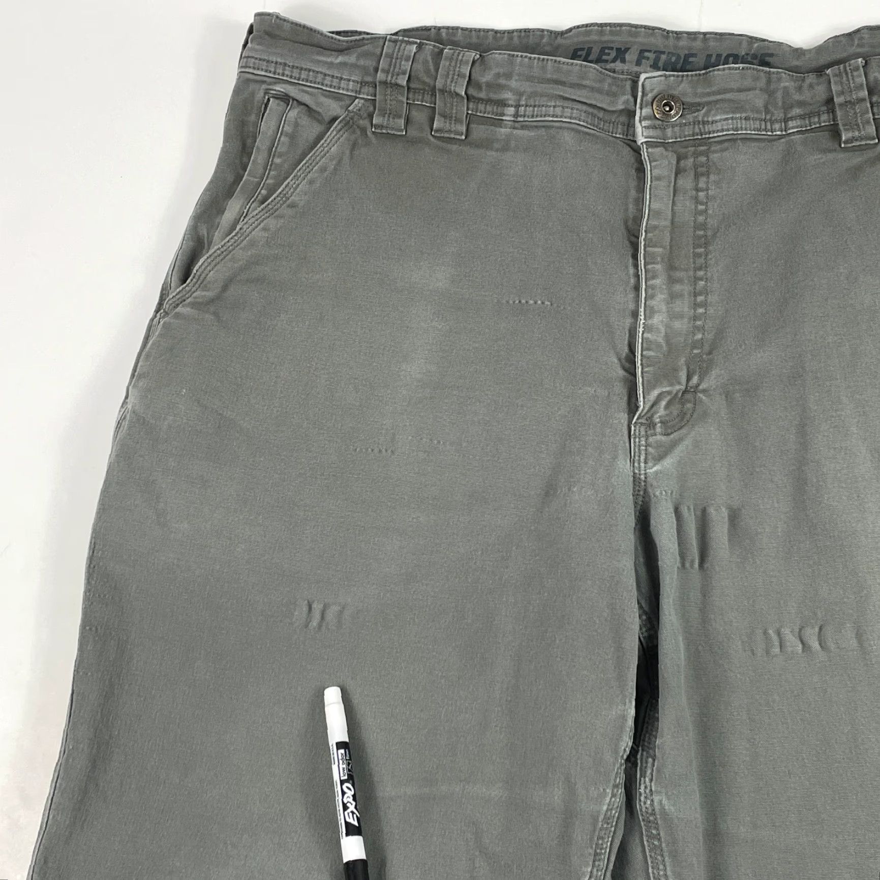 Vintage Duluth Pants Mens 42 x 32 Gray Flex Fire Hose Canvas Relaxed Carpenter Workwear Pants Carptner? Size US 42 / EU 58 - 2 Thumbnail