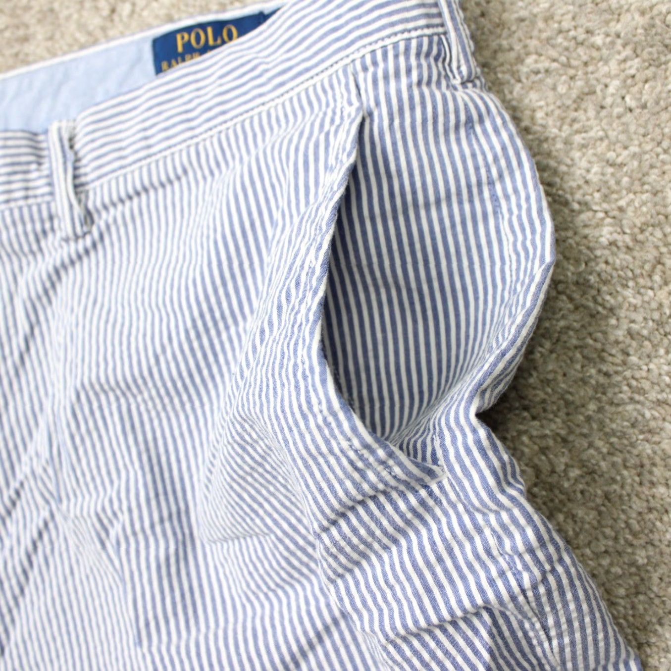 Polo Ralph Lauren POLO Ralph Lauren Shorts Mens 40 Blue Stretch Straight Fit Chino Flesh Pony Size US L / EU 52-54 / 3 - 5 Thumbnail