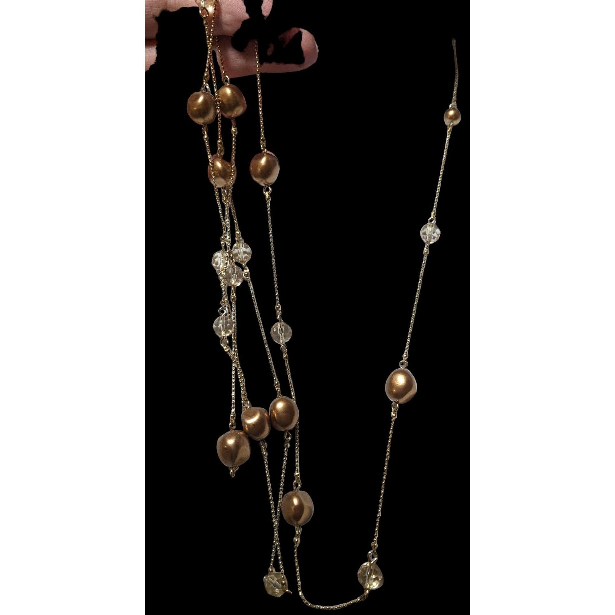 Other Gold Pearl And Gem Glam Opera Length Necklace Size ONE SIZE - 3 Thumbnail