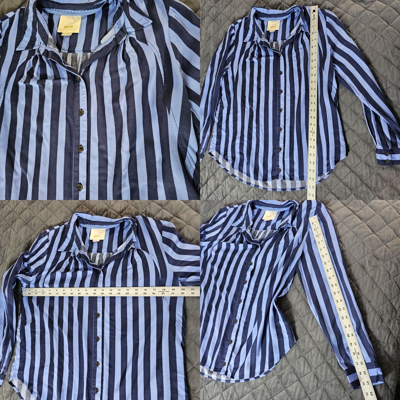 Vintage Maeve Button Blouse Striped Blue Casual Formal Shirt S Women Size S / US 4 / IT 40 - 8 Thumbnail