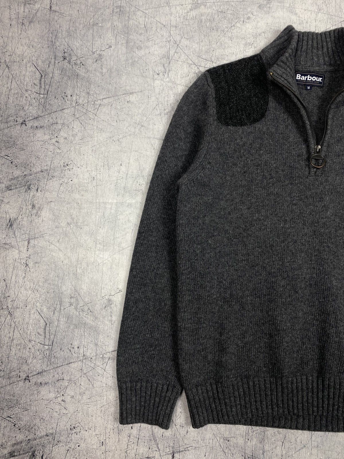 Barbour Barbour Wool Half Zip Sweater Elbow Patch Knit Grey Size M Size US M / EU 48-50 / 2 - 3 Thumbnail
