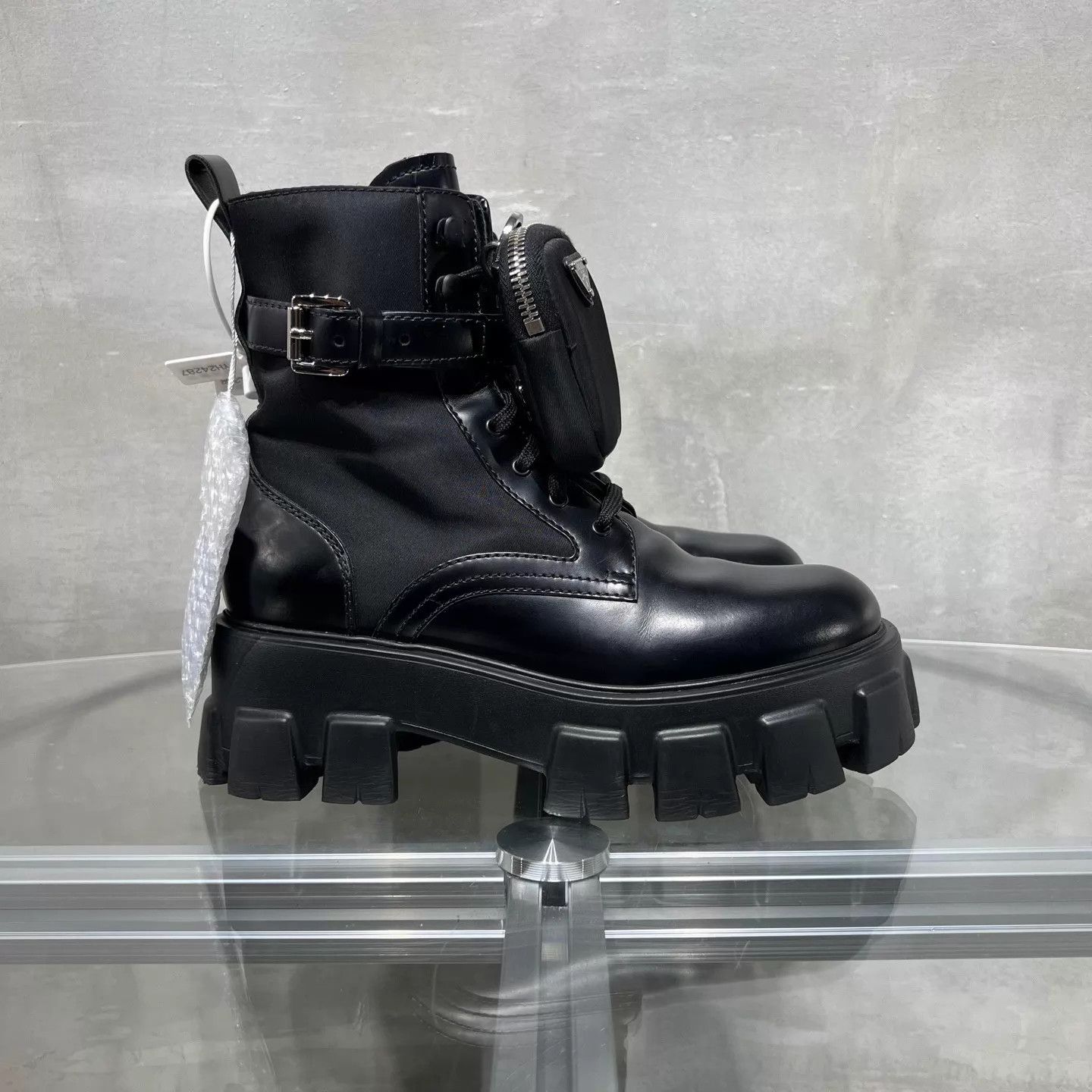 Prada Prada Monolith triangle logo high-top platform boots 38 Size US 7.5 / IT 37.5 - 4 Thumbnail