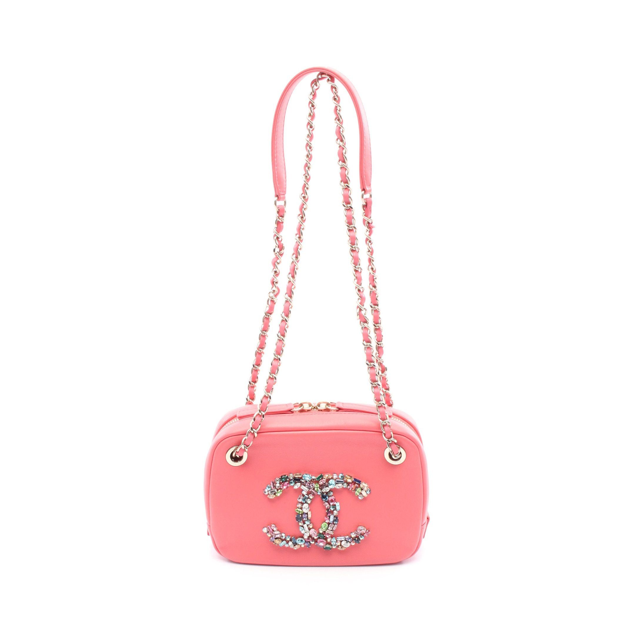 Chanel Coco Mark Chain Shoulder Bag Leather Pink Gold Hardware Bijou, Women's