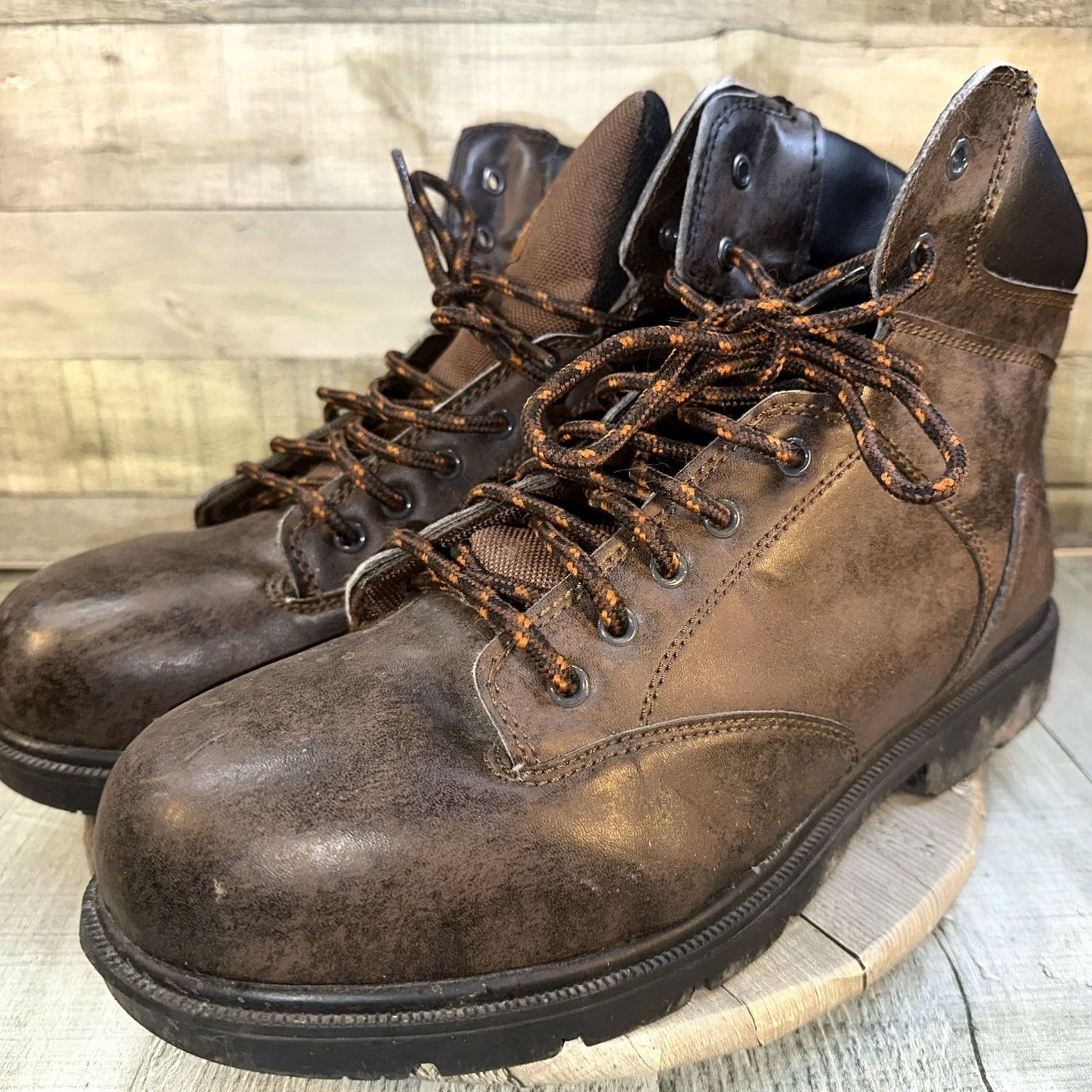 Vintage Brahma Steel Toe Work Boots Men’s Size 13 Brown Leather Safety Toe Durable Boots Men's Brown Leather Steel Toe Brahma Buckle? Size US 13 / EU 46 - 3 Thumbnail