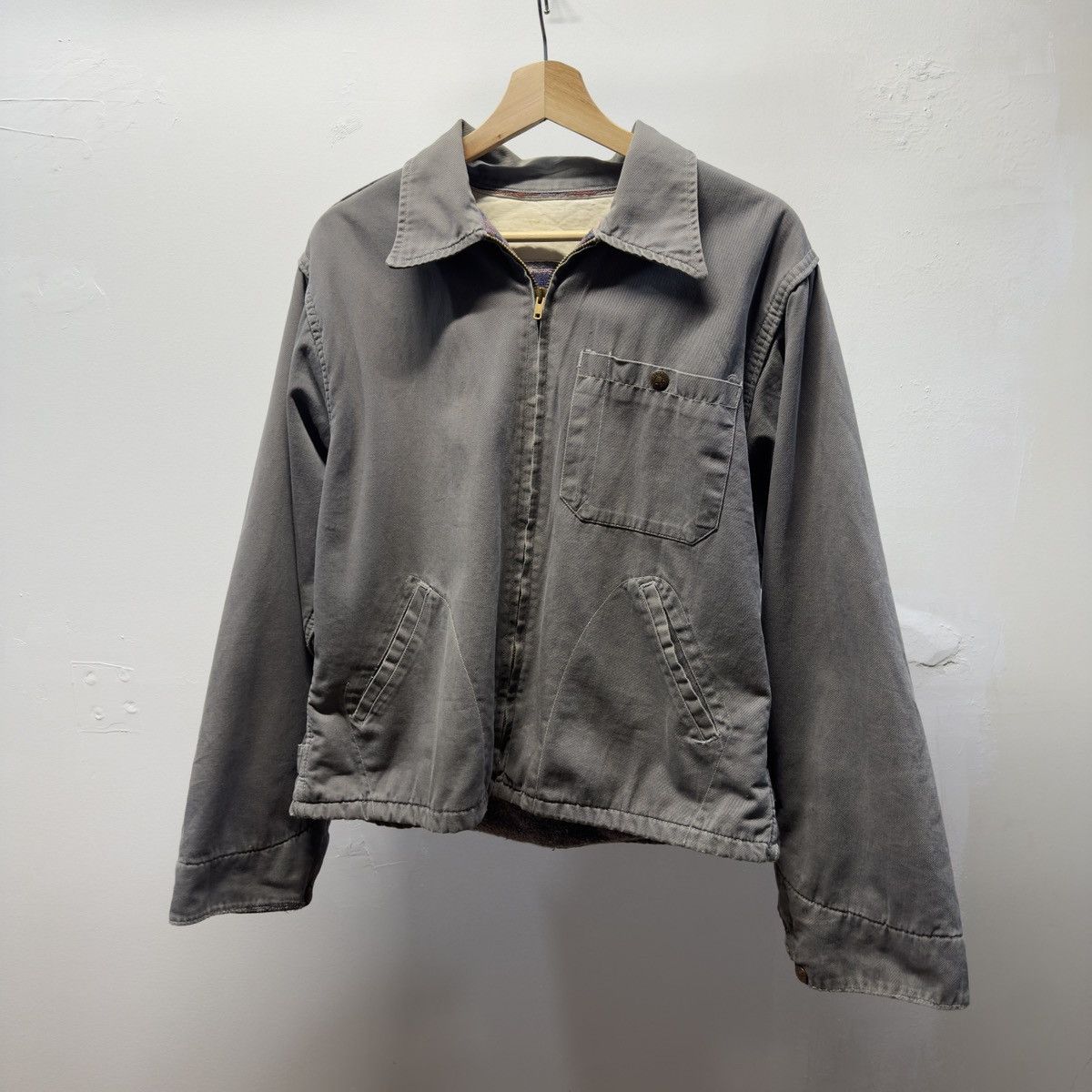 Vintage 50s 60s Thrashed Faded Distressed Work Jacket ERD Grunge Size US L / EU 52-54 / 3 - 11 Thumbnail