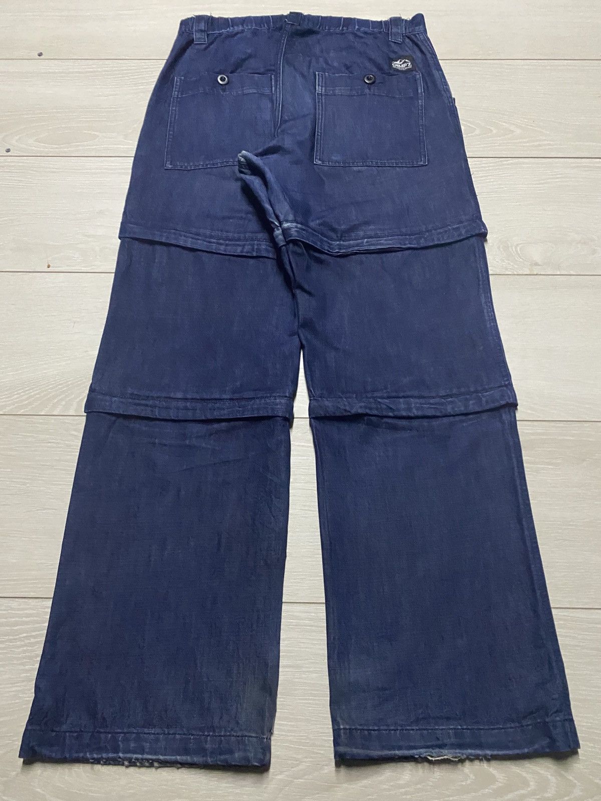 Japanese Brand Blue Multi Layer Panel Cargo Pants Wide Leg Distressed Size US 30 / EU 46 - 2 Thumbnail