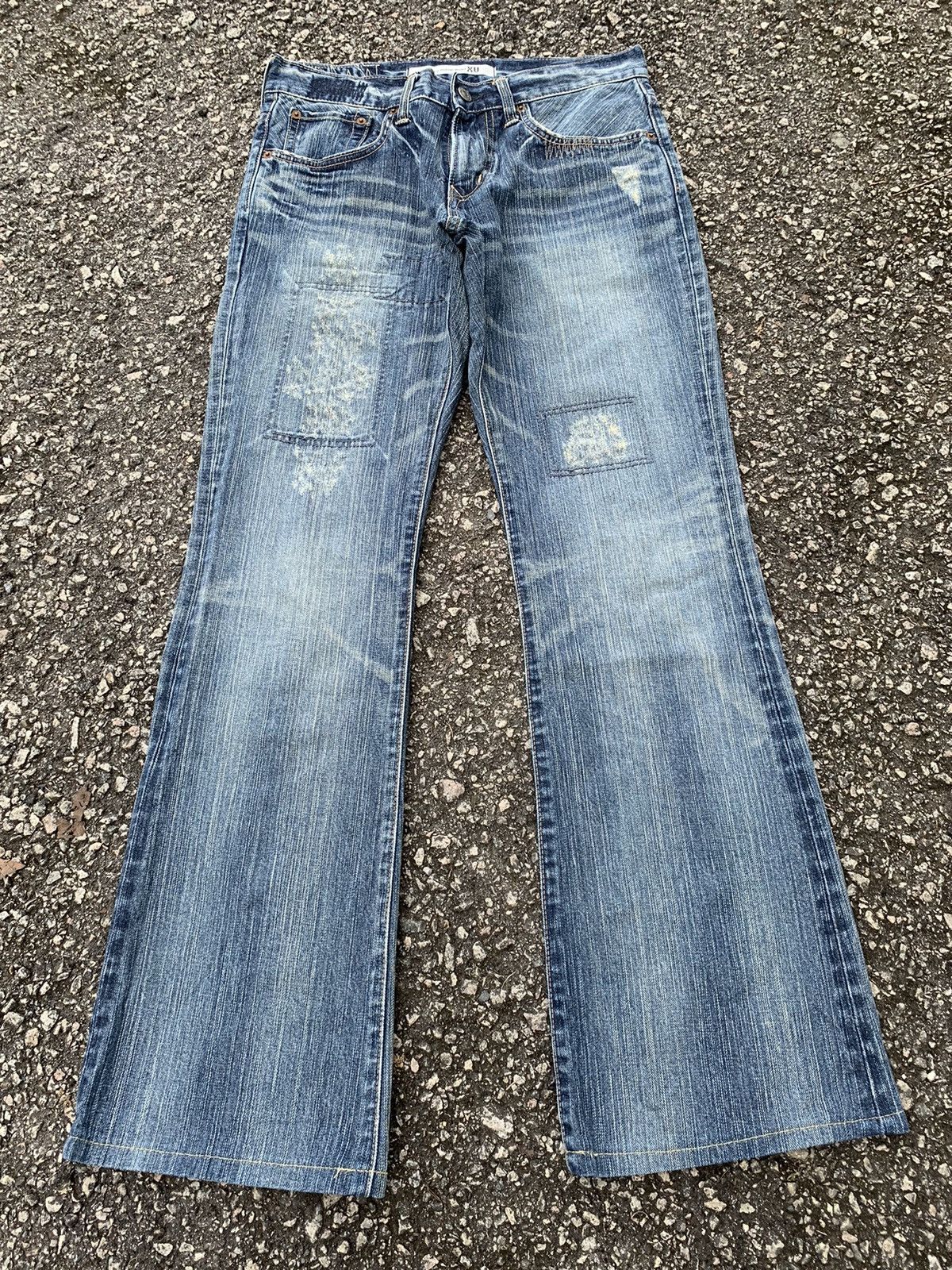 Edwin FLARE💥 EDWIN XV PUNK FADED RUSTY JAPANESE DISTRESSED DENIM🎌☠️ Size US 30 / EU 46 - 2 Thumbnail