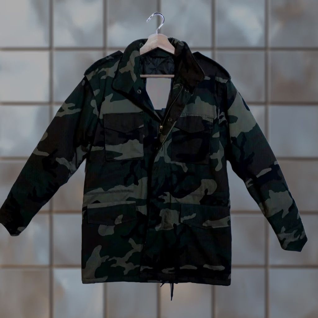 Vintage Rothco Ultra Force Junior Gi Boys Large Woodland Camo Field Jacket Coat, Men's