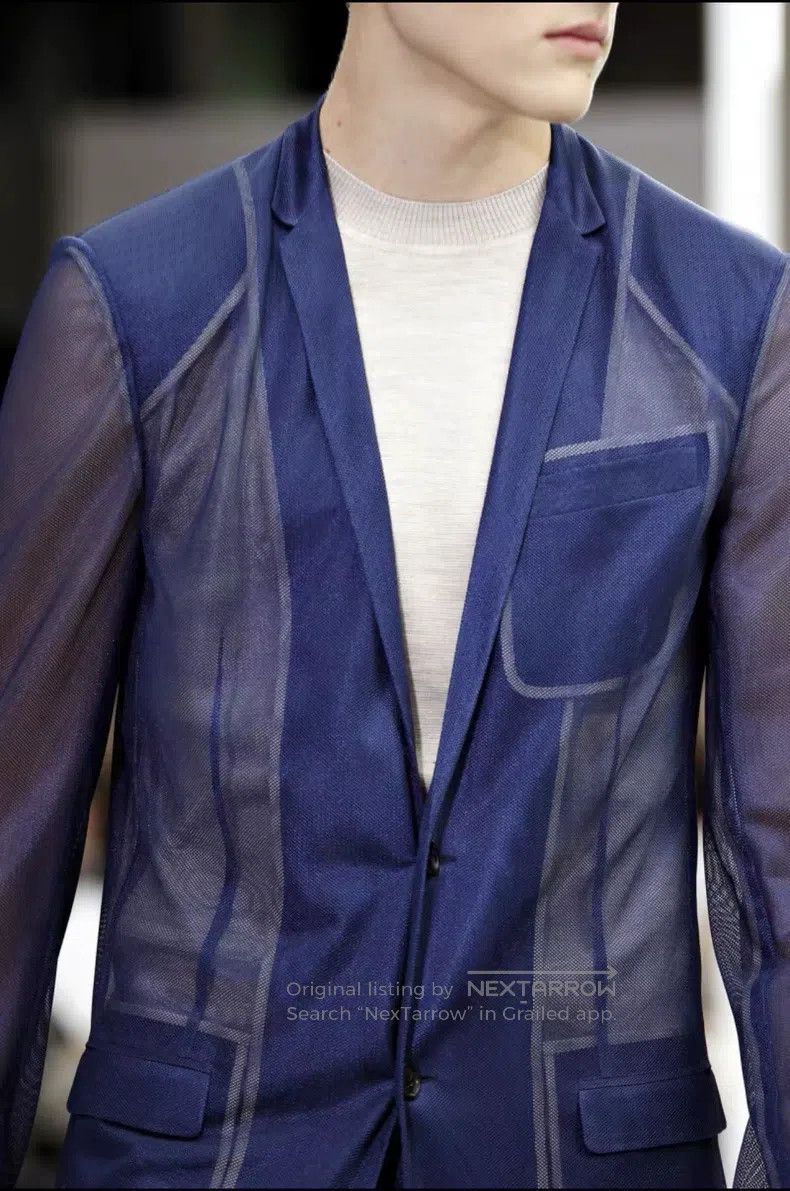 Dior Dior Blue Fishnet Mesh Overlay Jacket Size US S / EU 44-46 / 1 - 7 Thumbnail