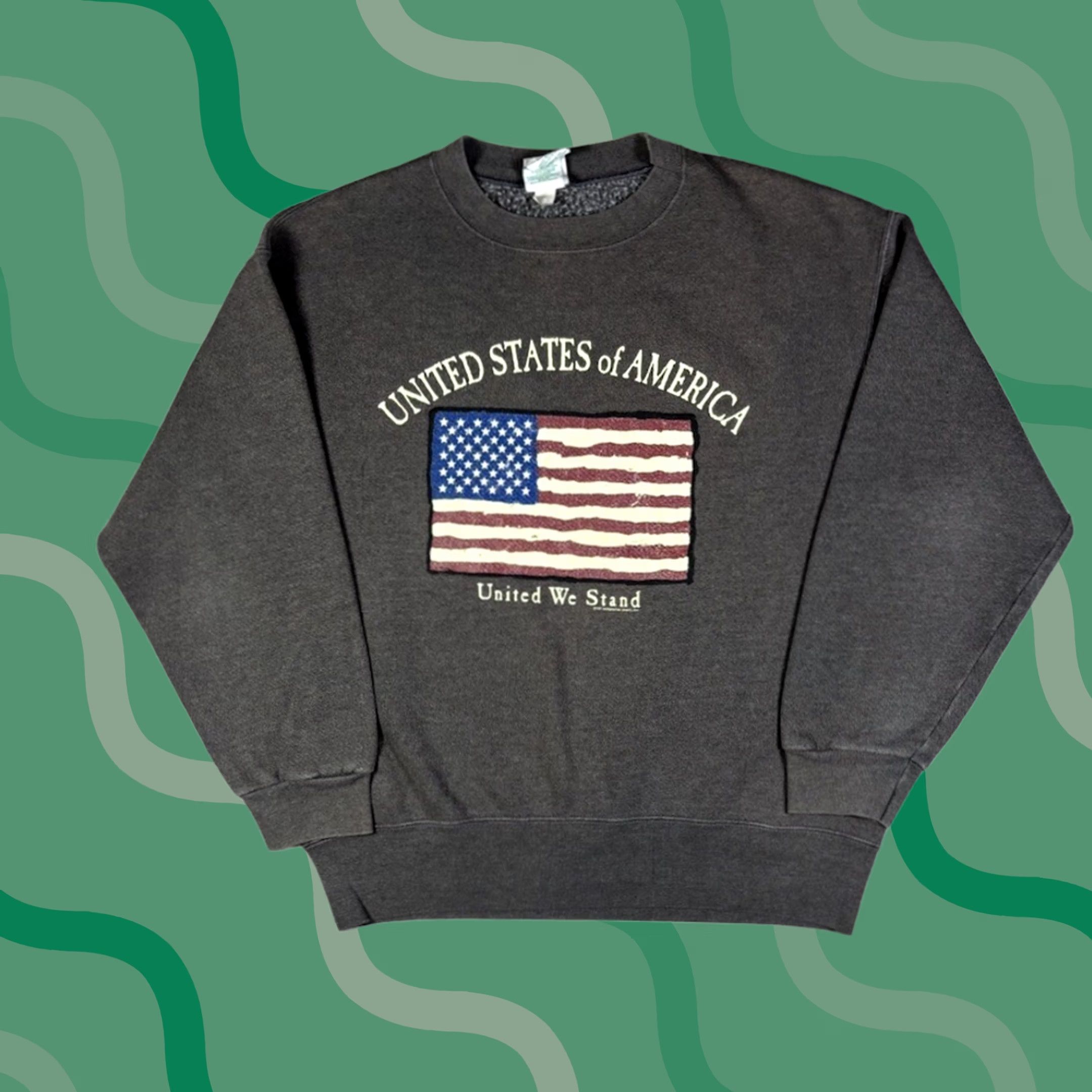 Vintage VINTAGE USA Flag Sweatshirt Pullover Mens M Brown 90s Graphic Print Fleece Size US M / EU 48-50 / 2 - 1 Thumbnail