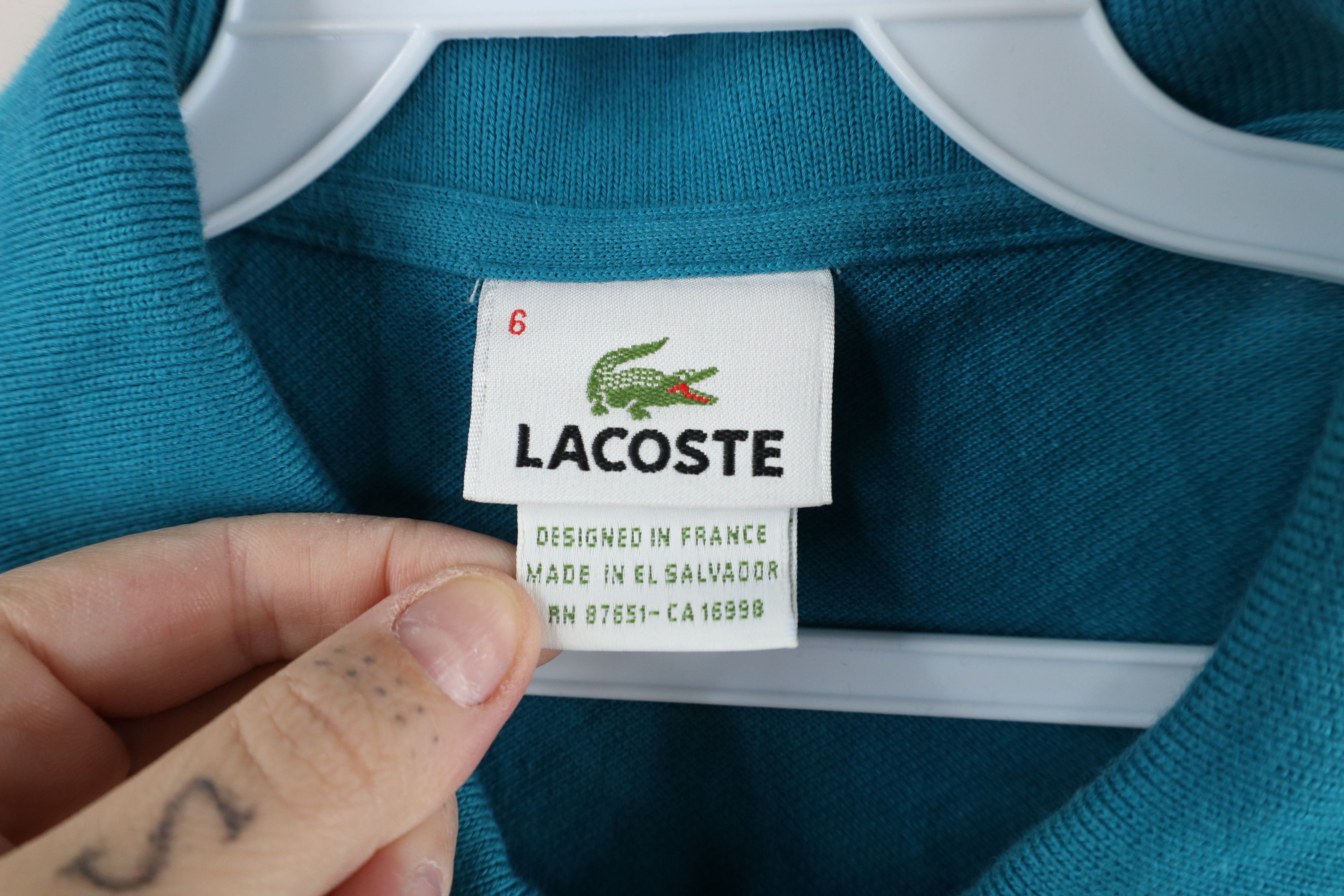Lacoste × Vintage Lacoste Distressed Croc Logo Collared Golf Polo Shirt Blue Size US L / EU 52-54 / 3 - 5 Thumbnail