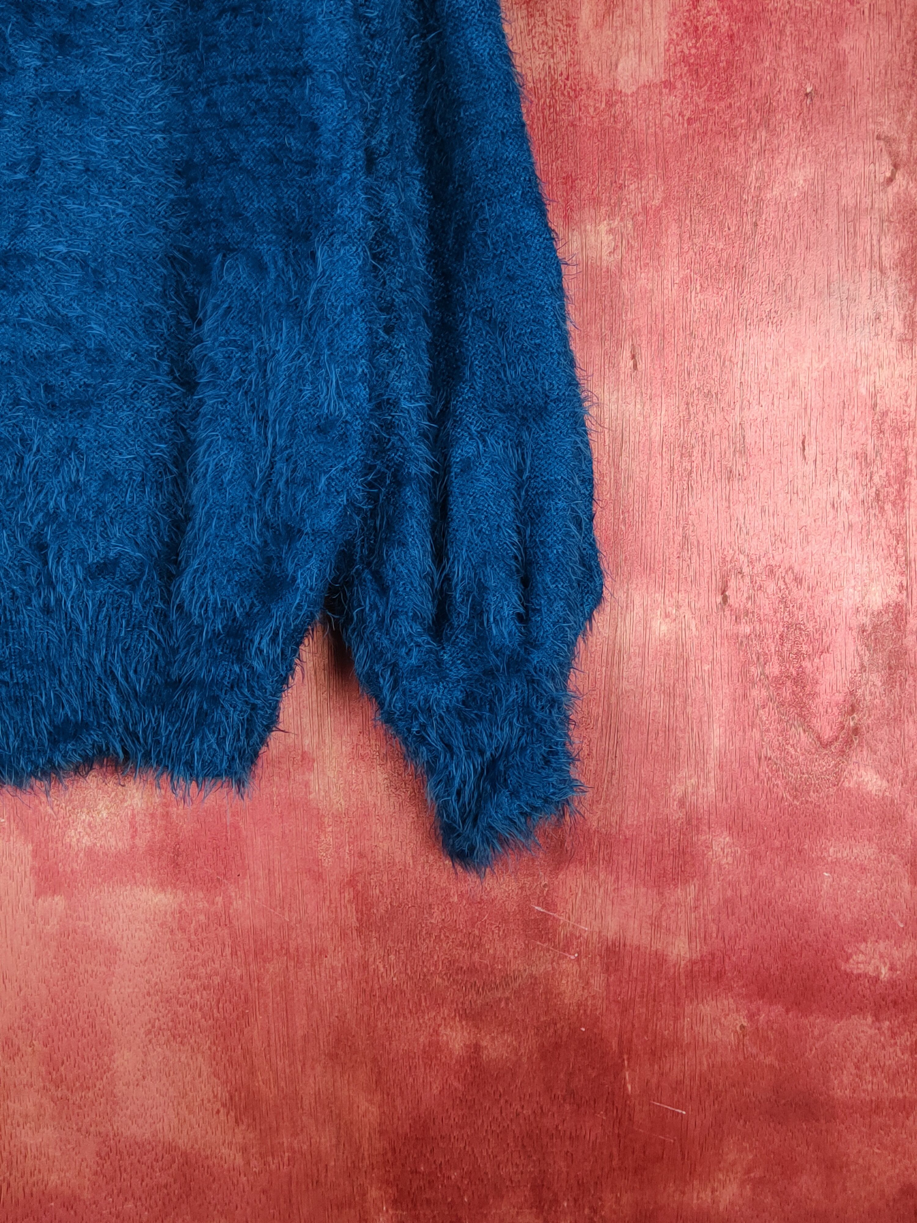 Homespun Knitwear Evris Blue Shag Shaggy Fur Mohair Knitwear #S1953 Size S / US 4 / IT 40 - 6 Thumbnail