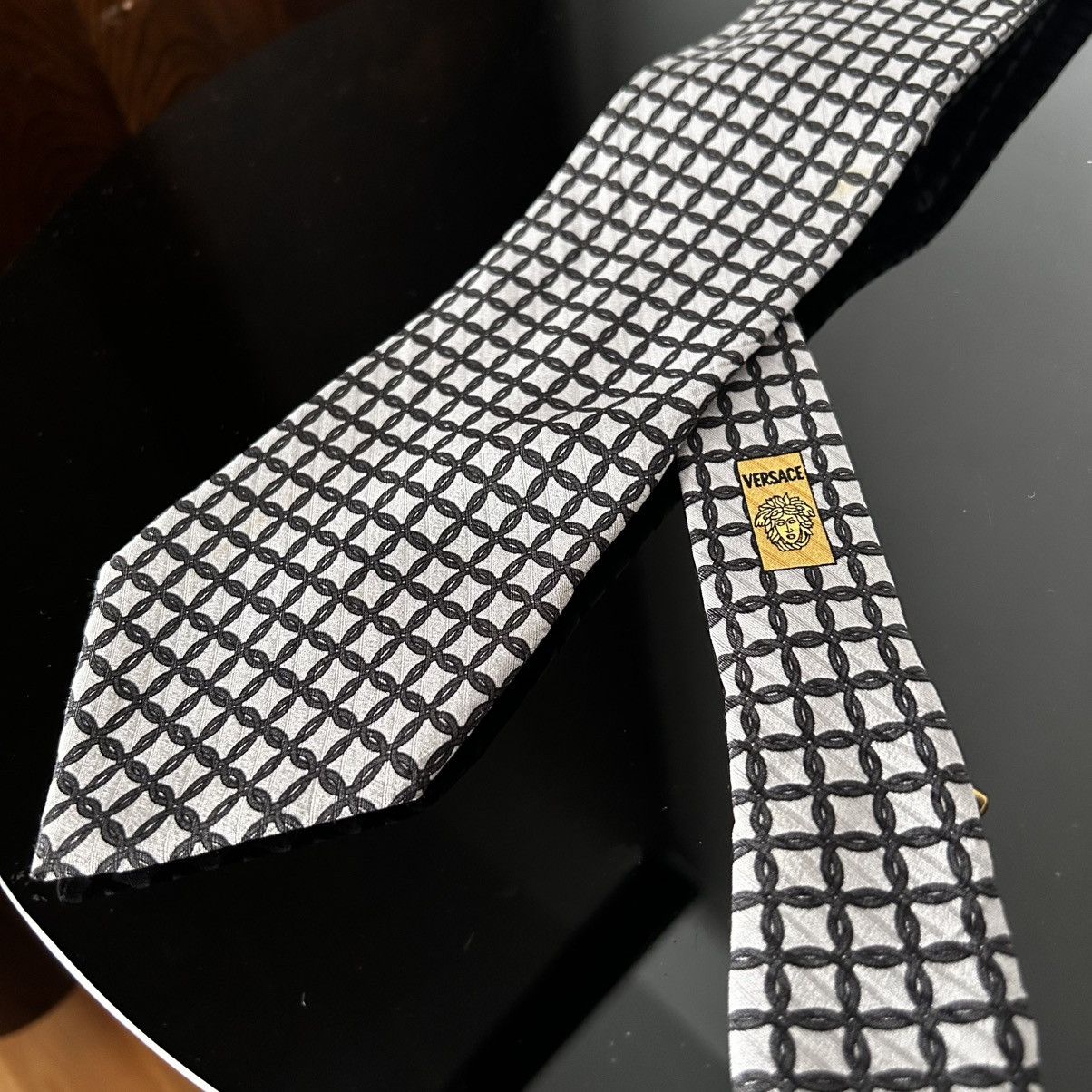Versace 90s Gianni Versace silk tie grey Size ONE SIZE - 1 Thumbnail
