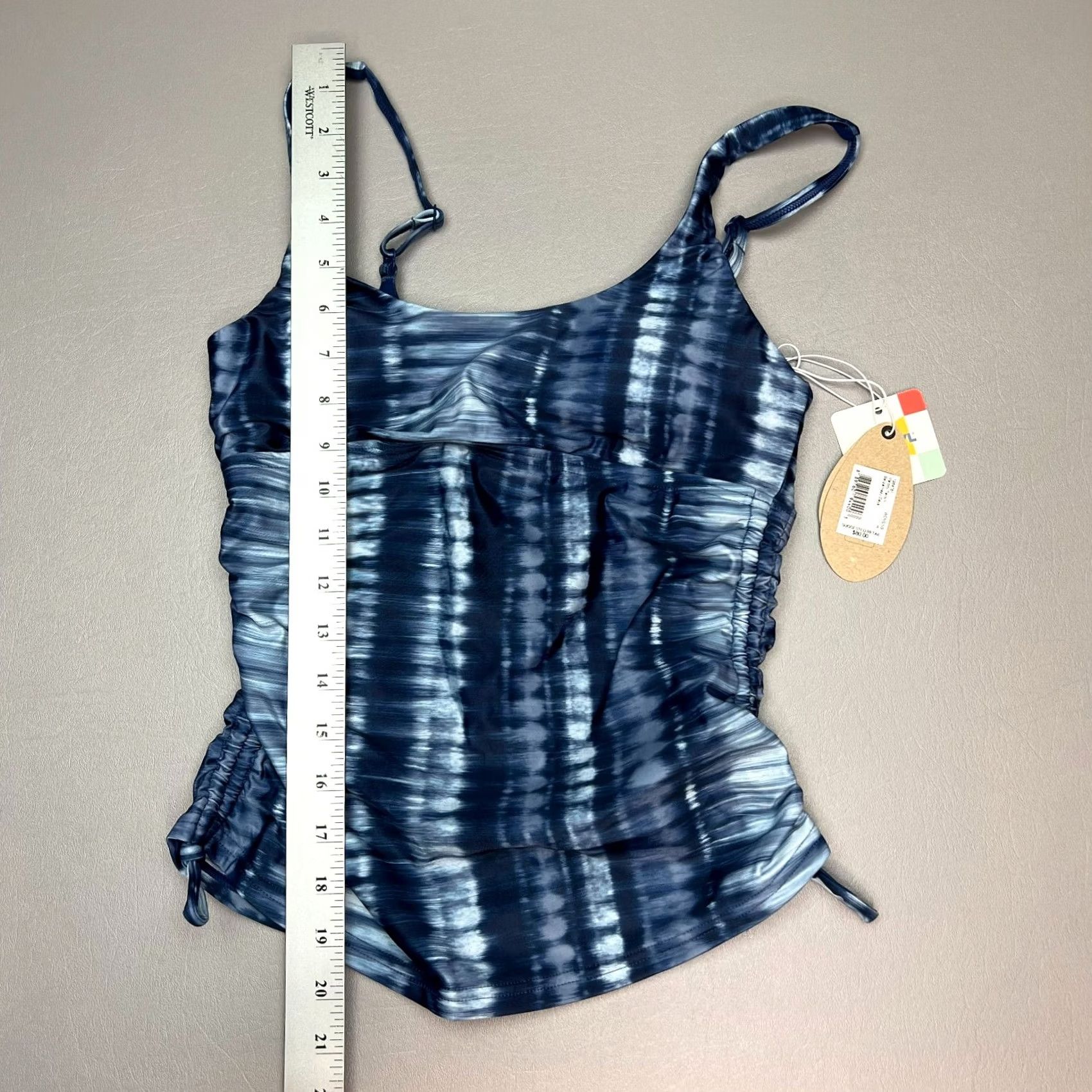 Prana prANA Melody Tankini Belize Hazy Days Side Ruched Padded Swim Top Womens Size XS Blue Striped Nylon Polyester Spandex Tankini Womens Beach 90s? Size XS / US 0-2 / IT 36-38 - 3 Thumbnail
