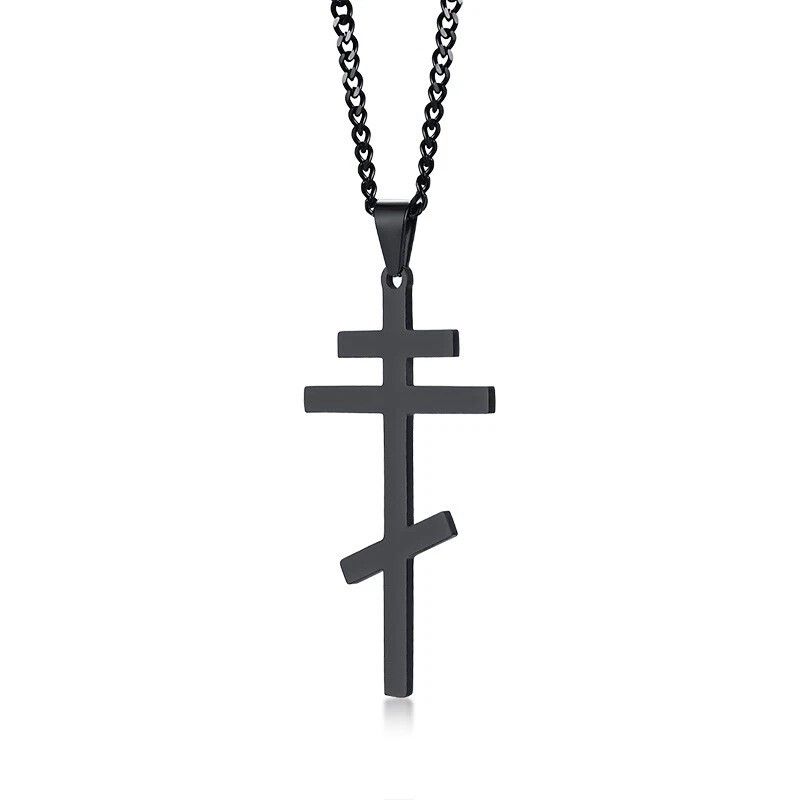Other Black Cross Necklace Eastern Orthodox Stainless Steel Size ONE SIZE - 4 Thumbnail