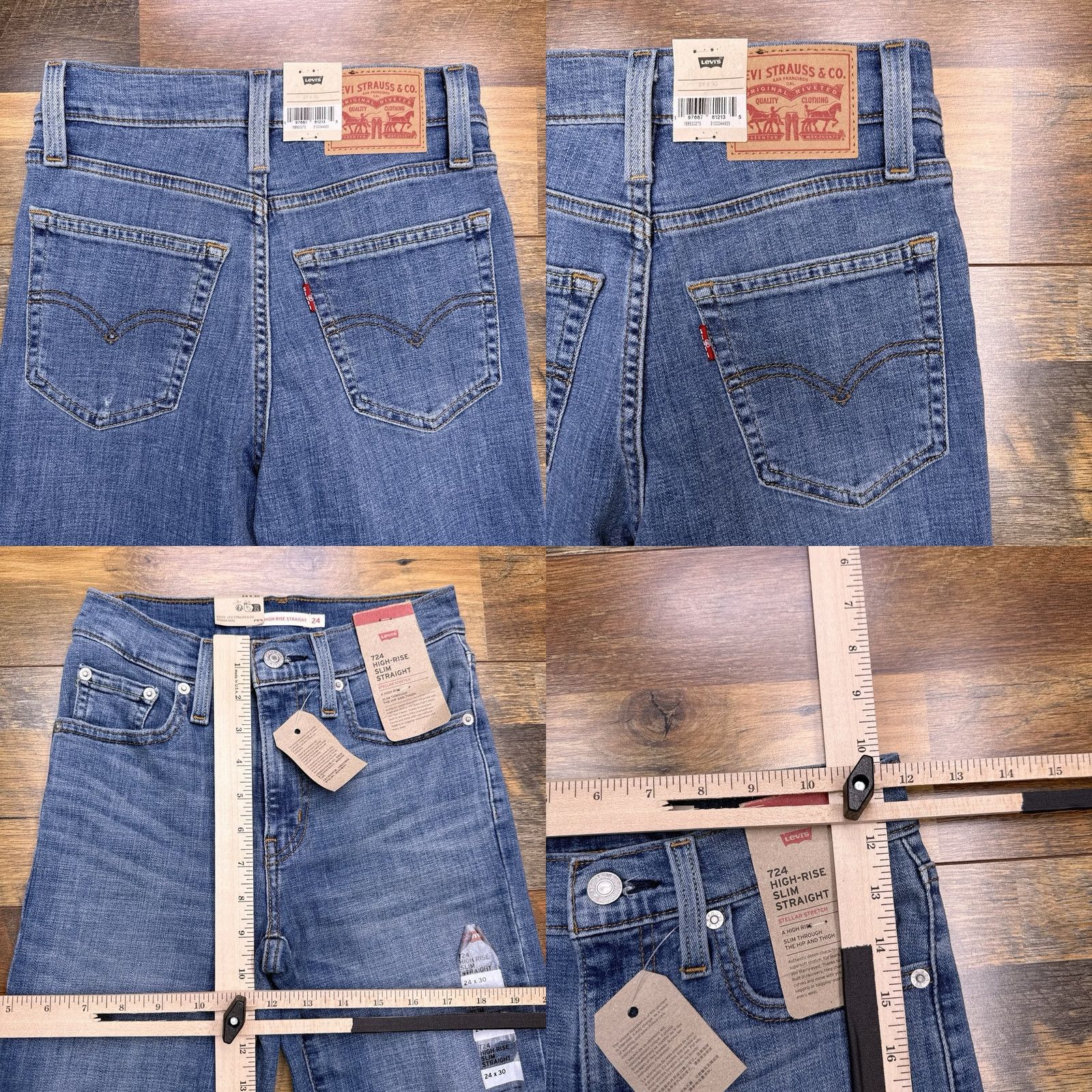 Levi's Levi's 724 High Rise Slim Straight Jeans Womens 24 Denim Stretch Medium Blue 30 Inseam Size 42" / US 20 - 9 Thumbnail