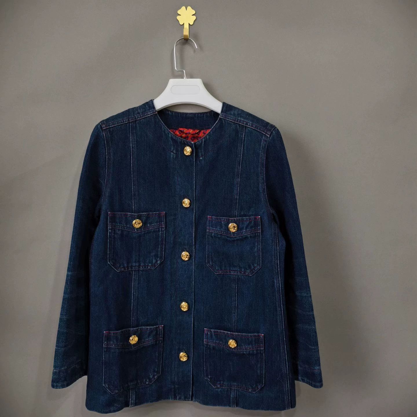 Gucci Gucci Blue 4-Pocket Crew Single-Breasted Denim Jacket IT42 Size M / US 6-8 / IT 42-44 - 1 Thumbnail