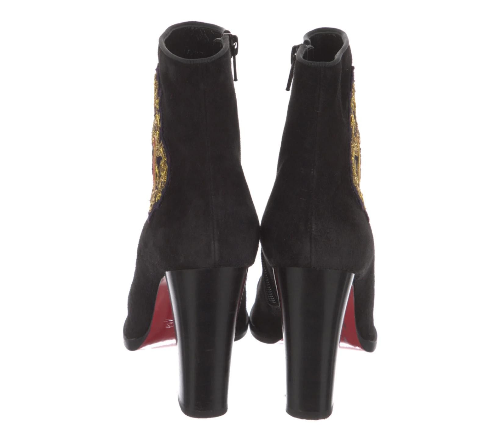 Christian Louboutin Christian Louboutin Crest Motif Suede Booties, Sz US6, IT37 Size US 6 / IT 36 - 4 Thumbnail