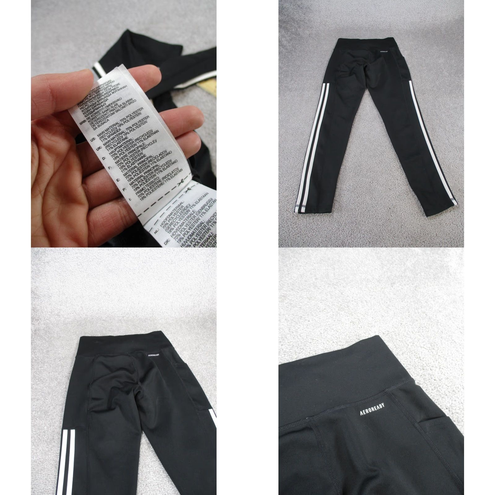 Adidas VINTAGE Adidas Womens Leggings S Black White Athletic Yoga Gym Running Jogging Athleisure Size 28" / US 6 / IT 42 - 8 Thumbnail