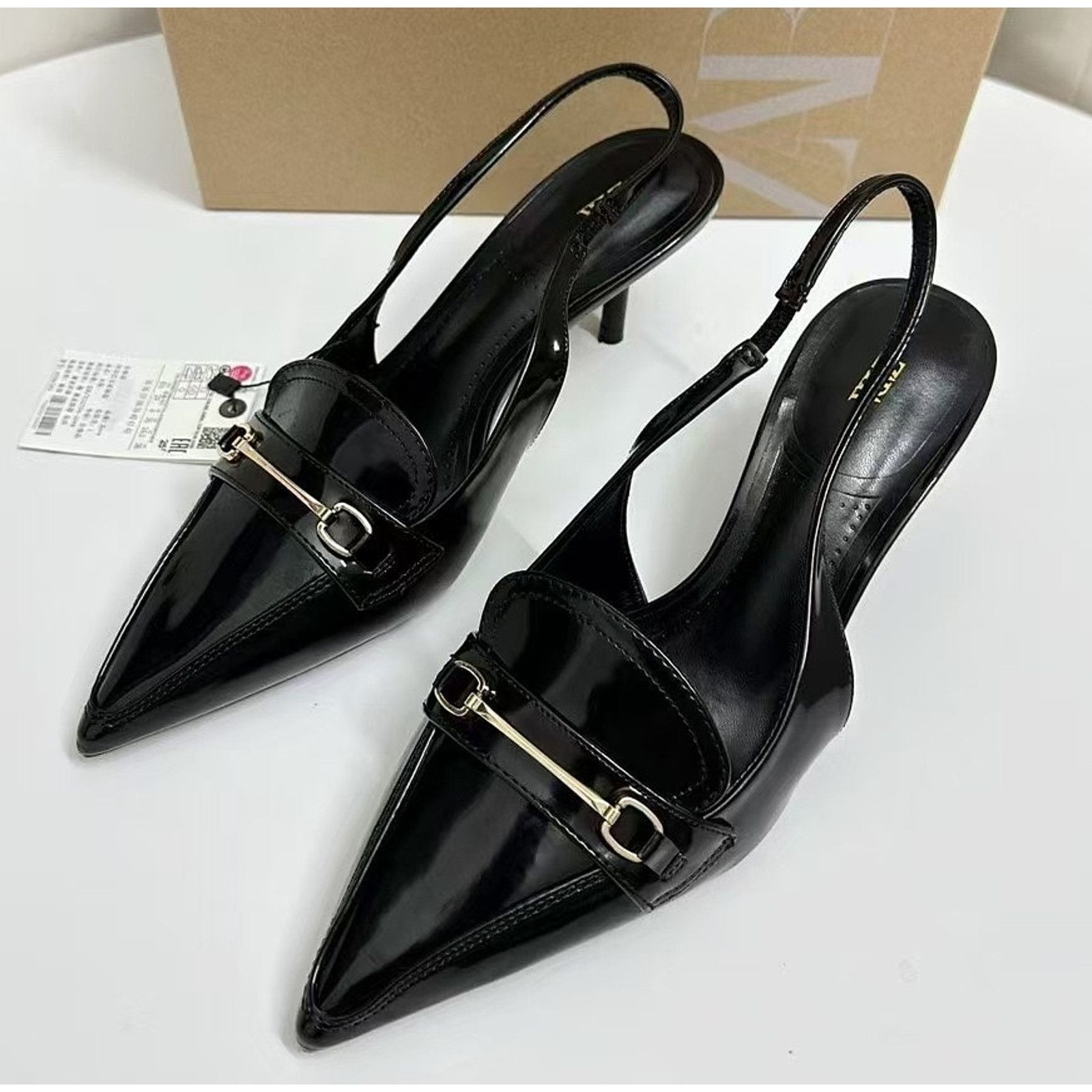 Zara ZARA Black Embellished Slingbacks NWT Size US 7.5 / IT 37.5 - 11 Thumbnail
