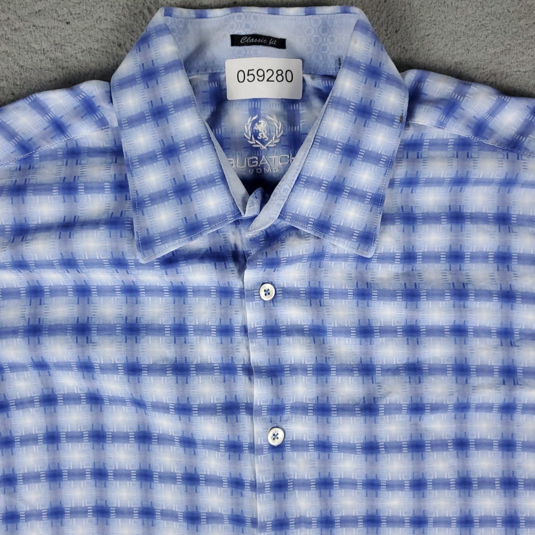 BUGATCHI VINTAGE Bugatchi Uomo Men's Shirt XL Blue Plaid Button-Up Long Sleeve Casual Formal Workwear Size US XL / EU 56 / 4 - 2 Thumbnail