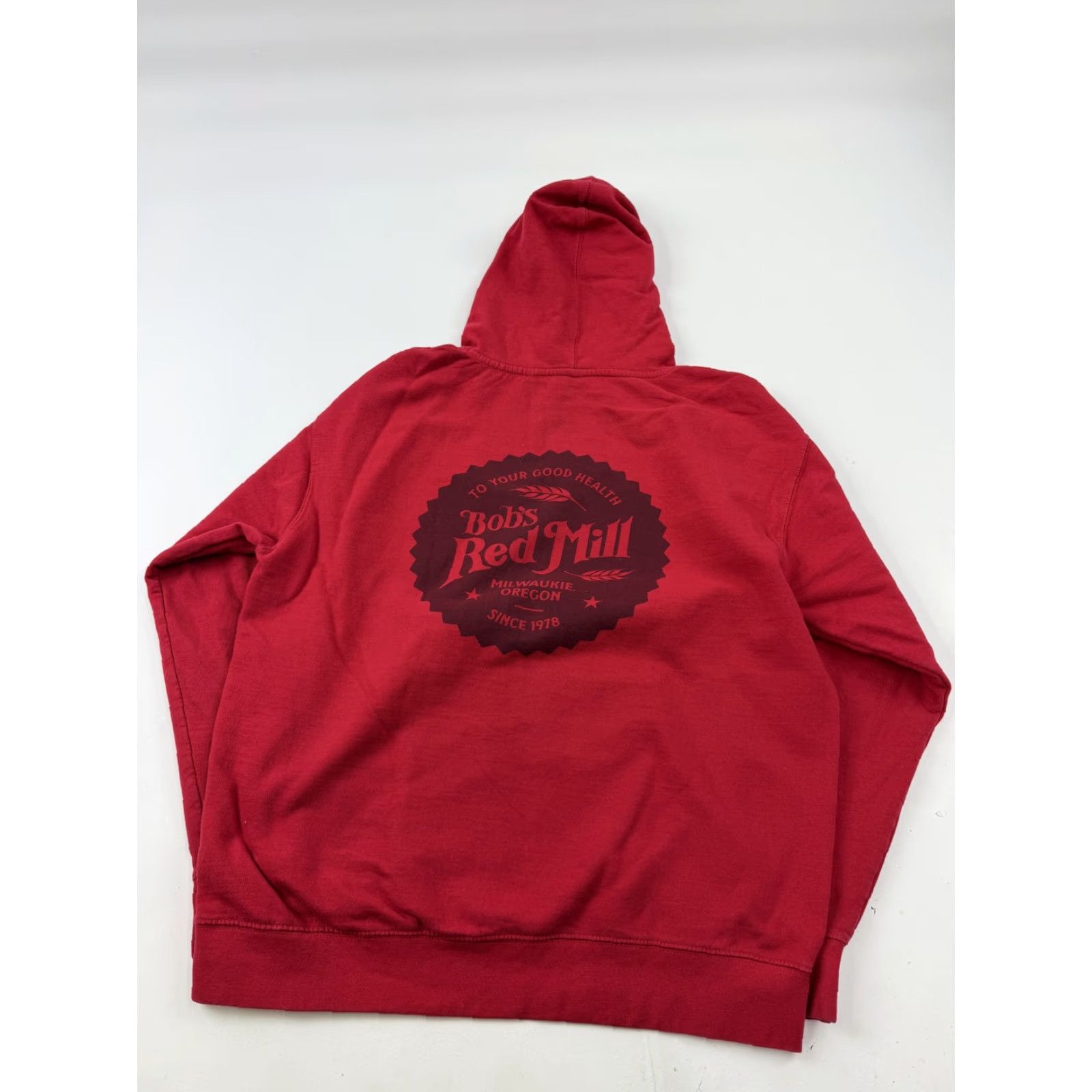 MILLY VINTAGE Bob's Red Mill Hoodie Sweatshirt Mens Large Red Graphic Fleece Pullover Logo Size US L / EU 52-54 / 3 - 4 Thumbnail