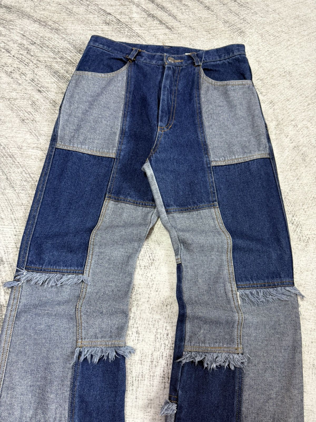 Angel Blue × Hysteric Glamour × Japanese Brand Pop Jelly Japan Penelled Frayed Patch Work Flared Jeans Size US 27 - 3 Thumbnail