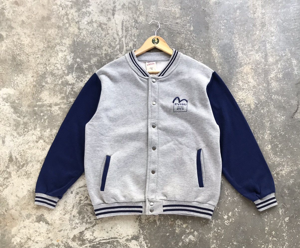 image of Evisu Osaka Varsity Jacket in Grey, Men's (Size Large)