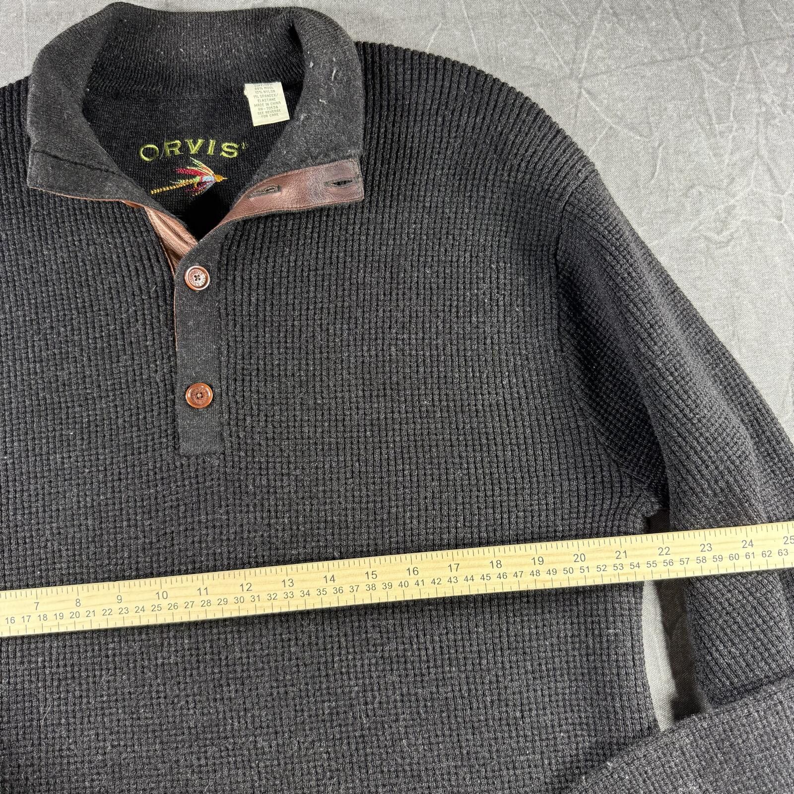 Orvis Orvis Sweater Men's L Black 100% Wool Quarter Button Size US L / EU 52-54 / 3 - 4 Thumbnail