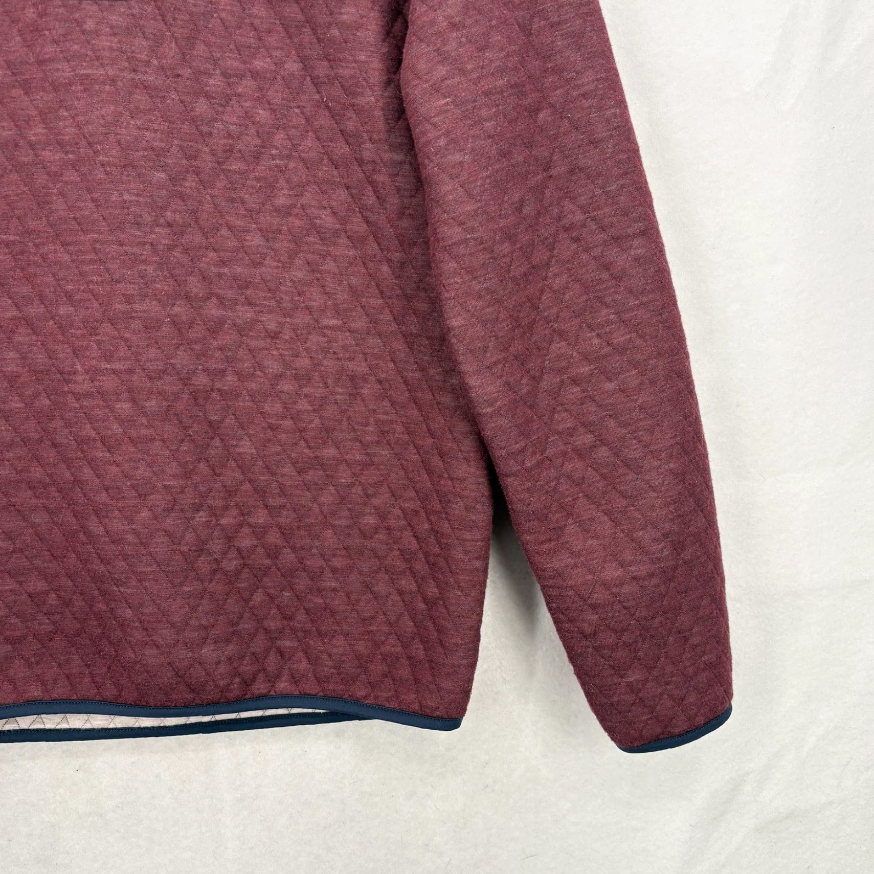 Marine Layer Marine Layer Sweatshirt Mens M Red Quilted Snap Mock Neck Pullover - Geometric Knit Mock Neck Pullover Size US M / EU 48-50 / 2 - 3 Thumbnail