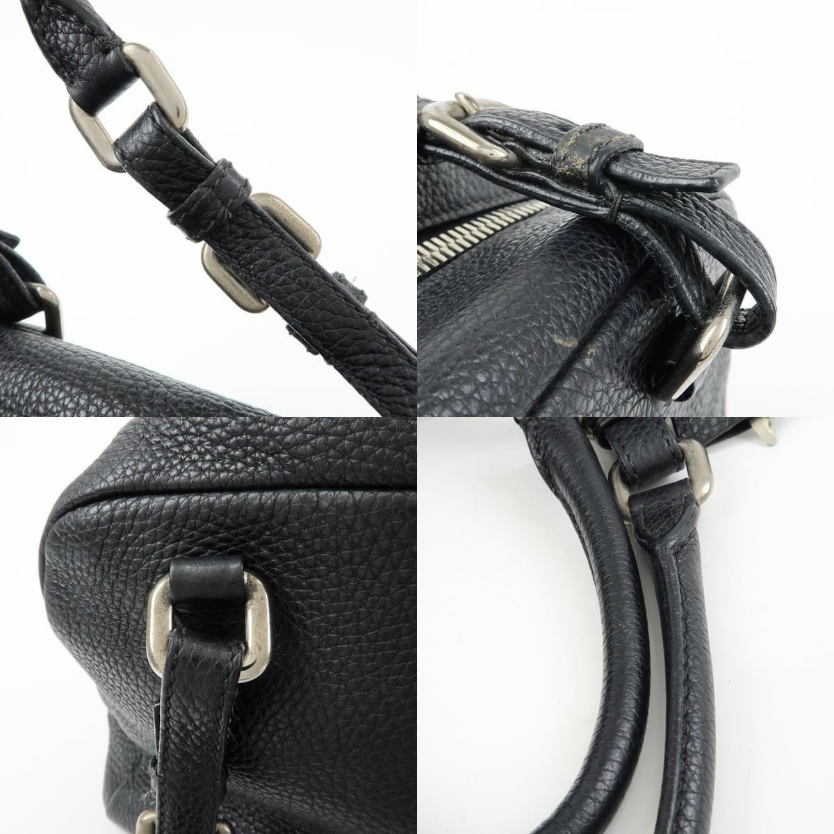 Prada Prada Logo Embossed Leather Mini Duffle Shoulder Bag Black Size ONE SIZE - 4 Thumbnail