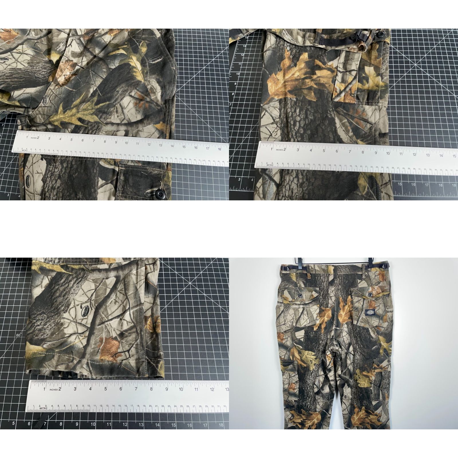 Dickies Dickies Cargo Pants Men's 38 x 30.5 Green Camouflage Cargo Pocket Straight Rise High Waist Regular 90s Army Workwear Button Zip Adult Mens Size US 39 - 8 Thumbnail