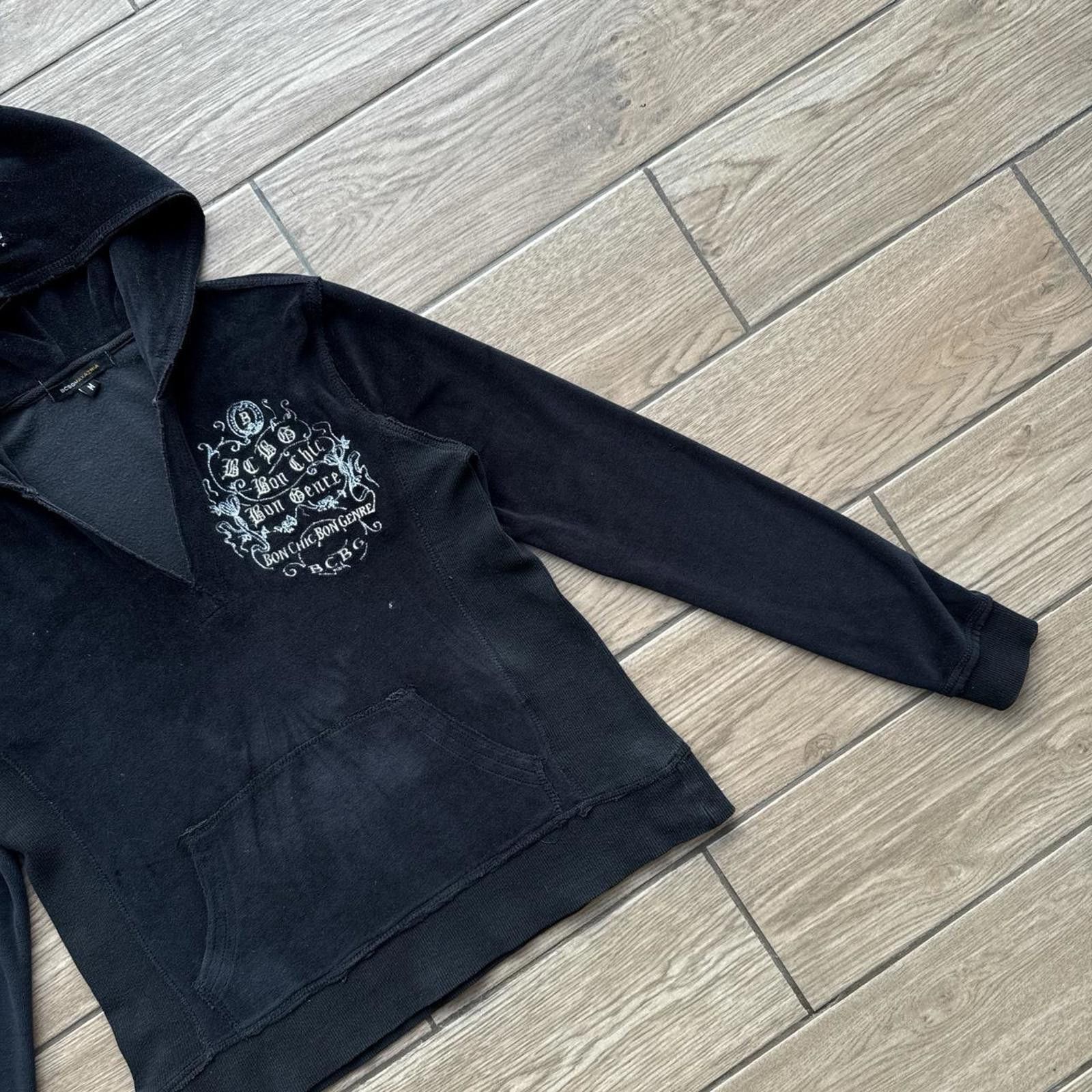Bcbgmaxazria Y2K BCBG Black V Neck Hoodie Jacket Size M / US 6-8 / IT 42-44 - 7 Thumbnail