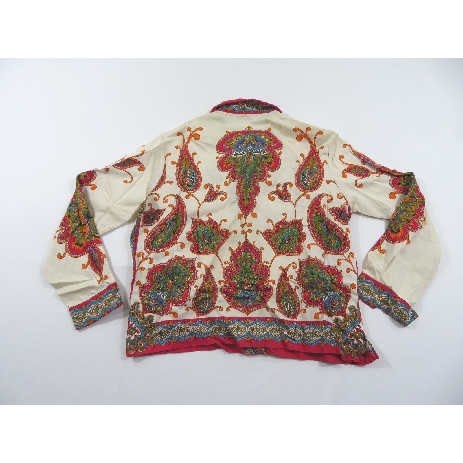 Other Paisley Screen Printed Blouse Shirt Beige Sz 36 60s/70s Size M / US 6-8 / IT 42-44 - 2 Thumbnail