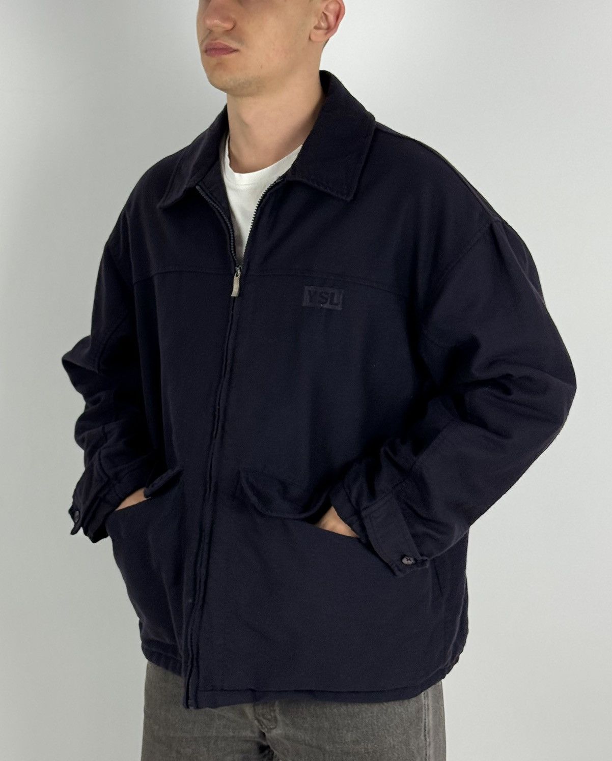 Yves Saint Laurent 1990’s Vintage Saint Lauren Jeans YSL Navy Work Jacket Size US M / EU 48-50 / 2 - 2 Thumbnail