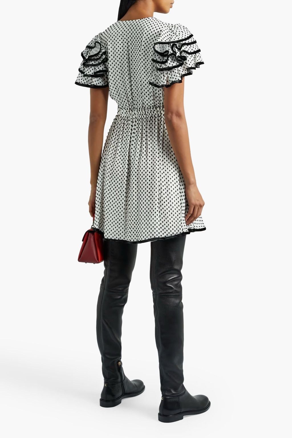 Valentino VALENTINO GARAVANI Ruffled silk-blend devoré-velvet Dress Size S / US 4 / IT 40 - 4 Thumbnail
