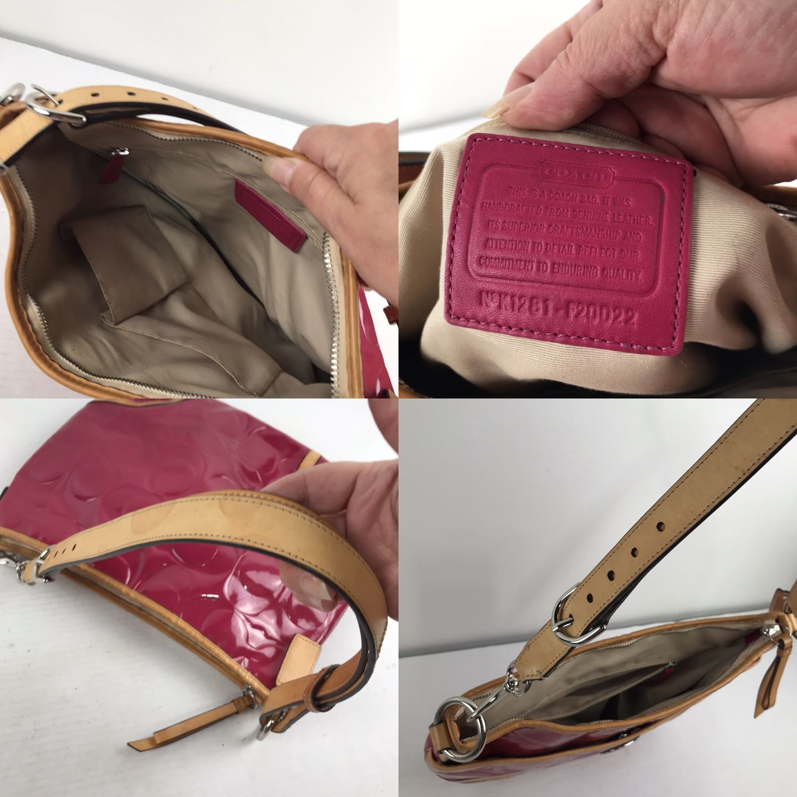 Coach Coach Pink Glossy Patent Leather Large Shoulder Bag Size ONE SIZE - 8 Thumbnail