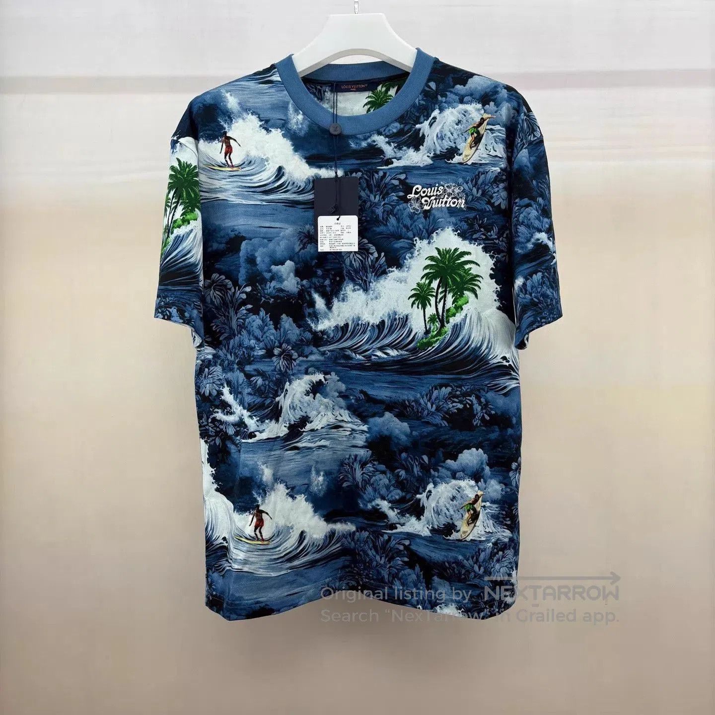 Louis Vuitton Blue Surf Wave Print Short Sleeve Shirt XL. Size US XL / EU 56 / 4 - 1 Thumbnail