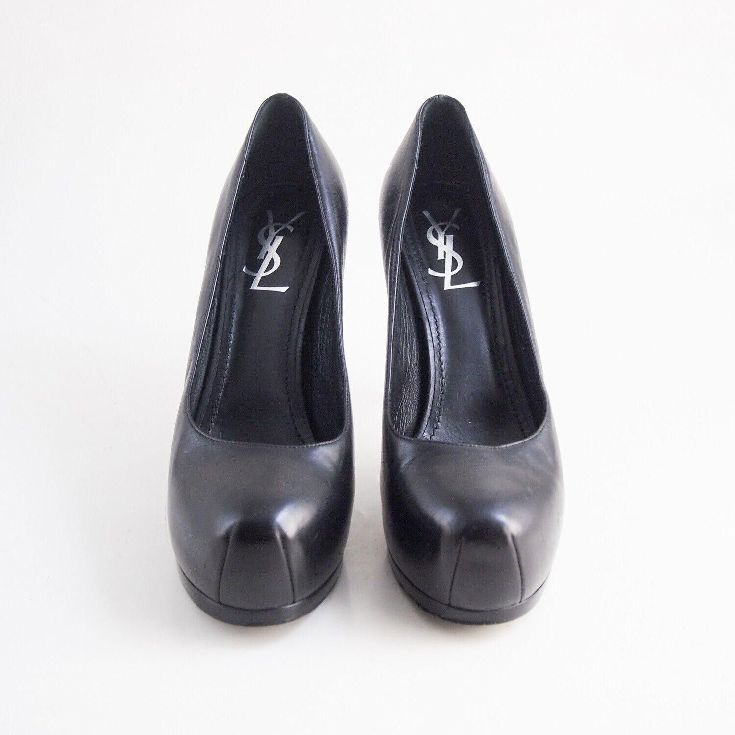 Yves Saint Laurent YSL Saint Laurent Tribdoo Heels Black Leather US 8.5 EU 38.5 Size US 8.5 / IT 38.5 - 3 Thumbnail