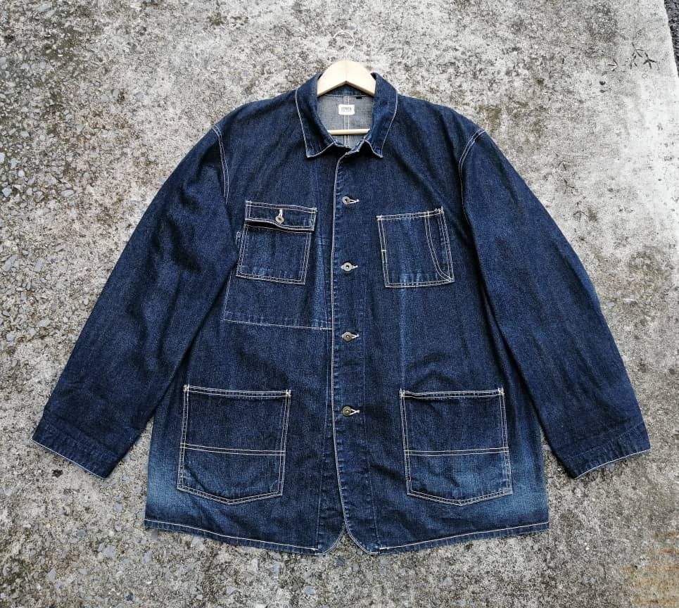 Edwin × Vintage Vintage Edwin Dungarees Denim Jacket Size US L / EU 52-54 / 3 - 1 Thumbnail