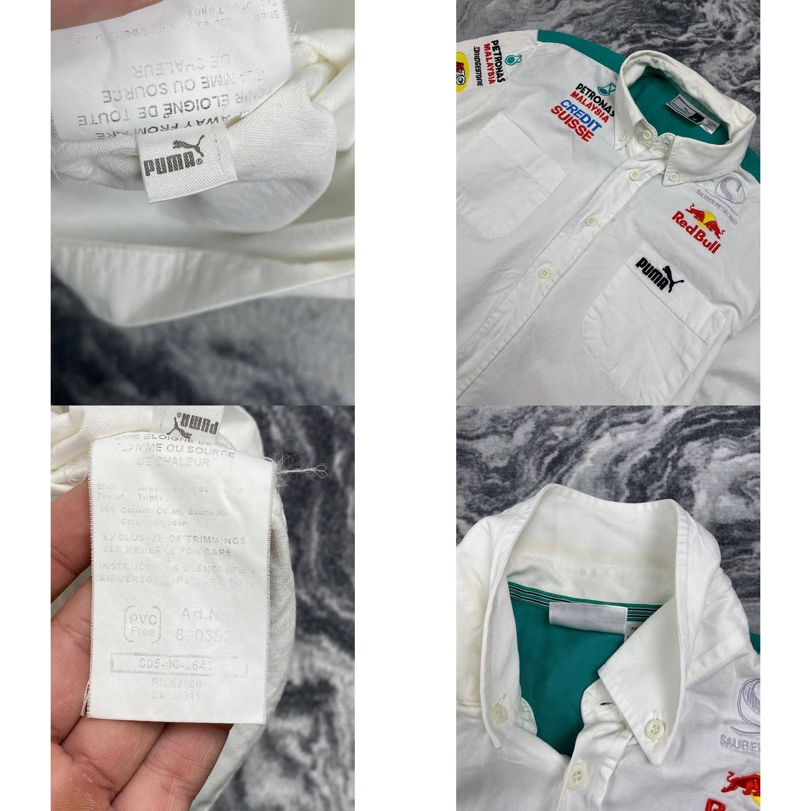 Puma VINTAGE Puma Shirt Men Size M White Short Sleeve Collared Cotton Big Logo Logo Sauber Petronas Team Red Bull Buttons Mens Size US M / EU 48-50 / 2 - 8 Thumbnail