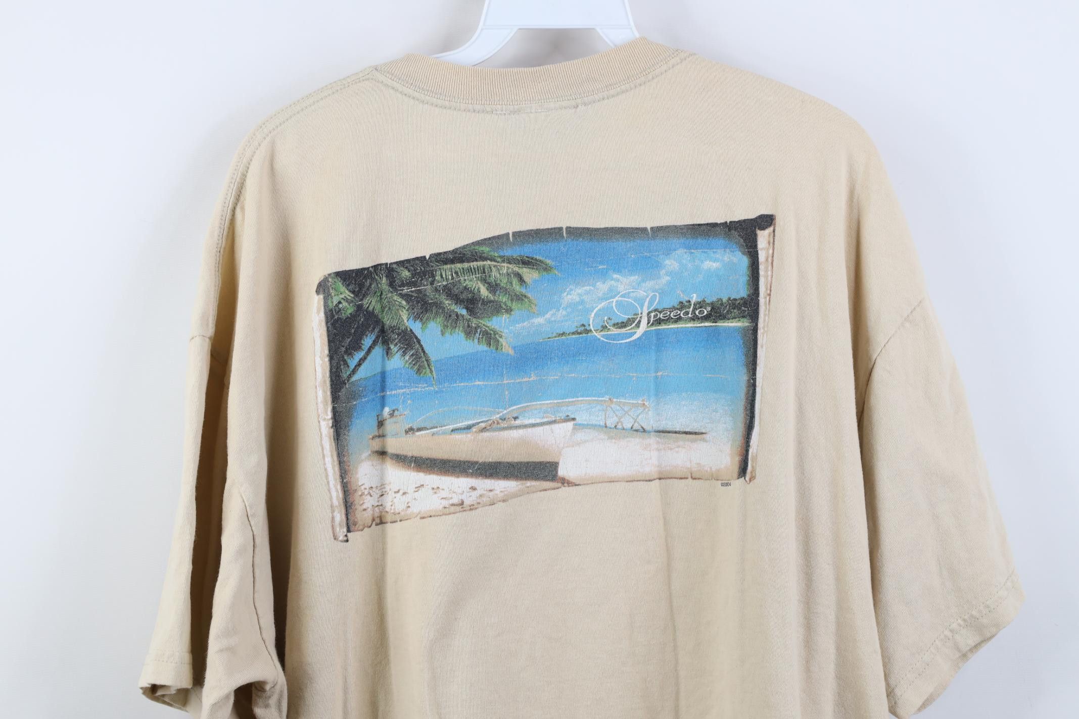 Speedo Vintage Y2K 2004 Speedo Spell Out Beach Island T-Shirt Beige Size US XL / EU 56 / 4 - 12 Thumbnail