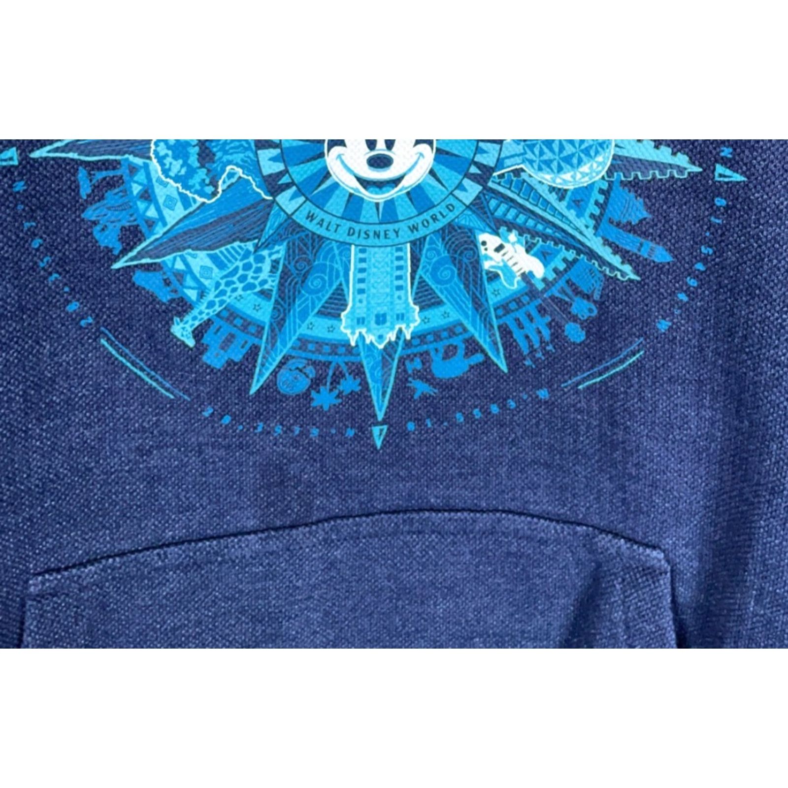 Disney VINTAGE Disney Sweatshirt Mickey Mouse Dark Blue Pique Cotton Front Graphic Pocket Adult Large Mens Disney Park 90s Cartoon Crew Neck Pullover Size US L / EU 52-54 / 3 - 4 Thumbnail