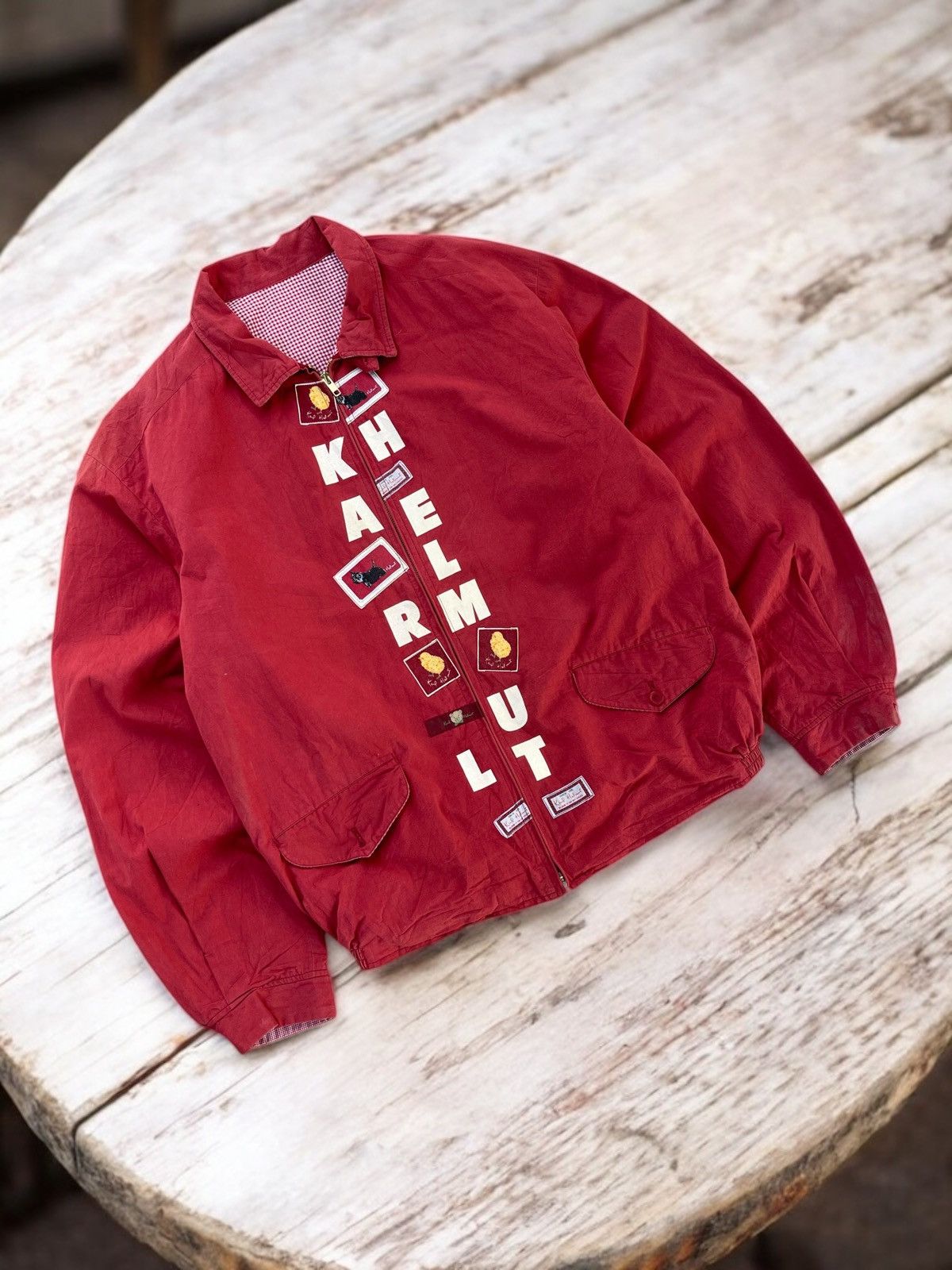 Japanese Brand × Karl Helmut 🔥Vintage 90s Karl Helmut Japan Patches Bomber Jacket Size US L / EU 52-54 / 3 - 4 Thumbnail