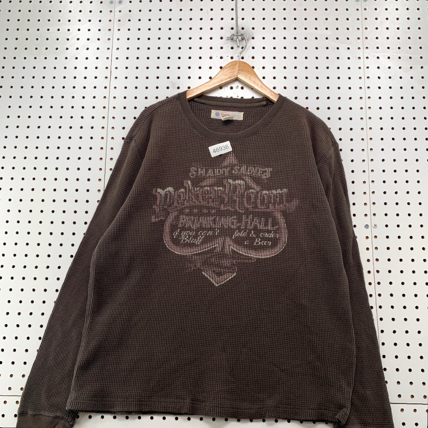 Lucky Brand Lucky Brand Thermal Shirt Mens XL Brown Poker Ace Spades Long Sleeve Shirt Size US XL / EU 56 / 4 - 4 Thumbnail
