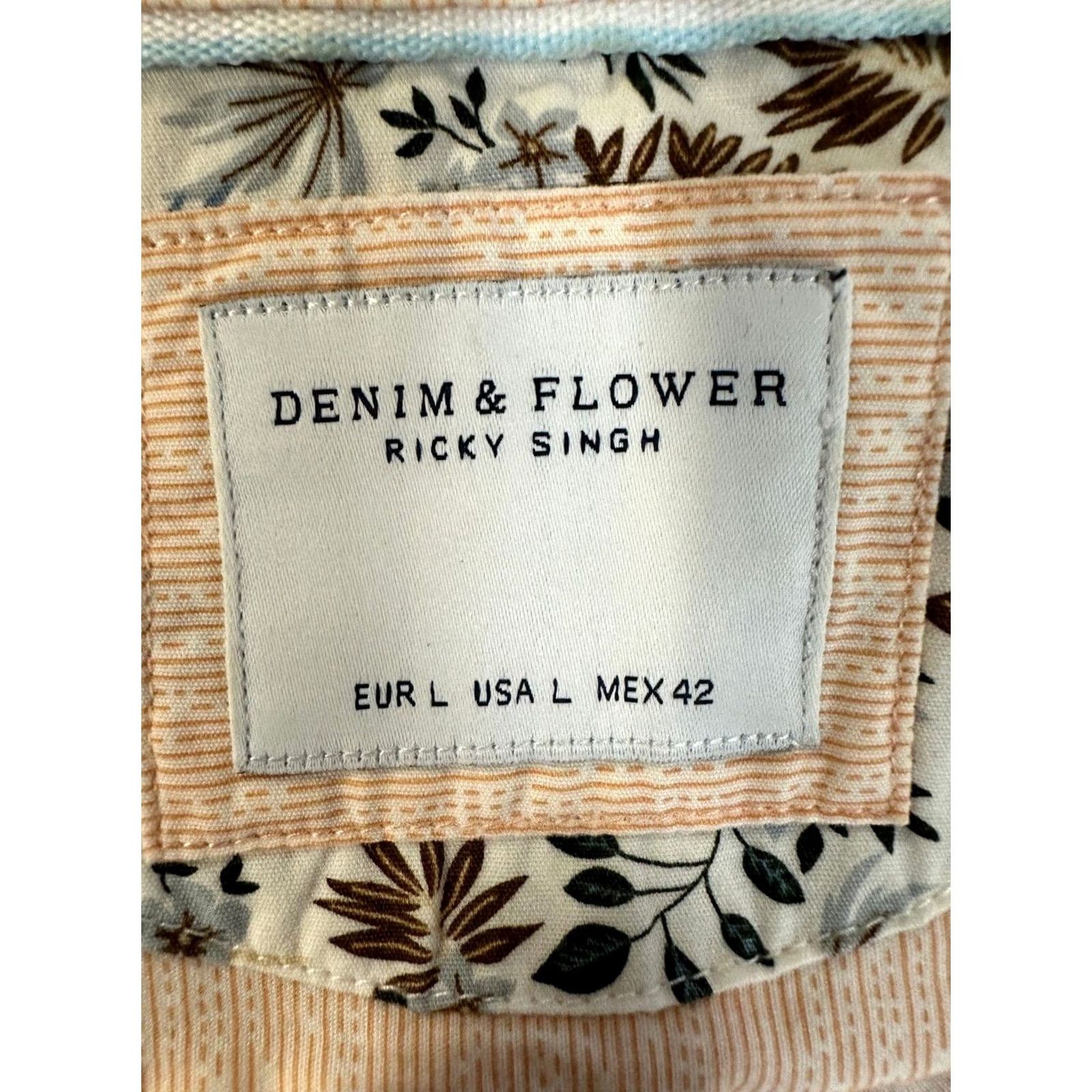 Denime Denim & Flower Ricky Singh Shirt Mens Large Peach Flamingos Print Button Up Shirt Size US L / EU 52-54 / 3 - 4 Thumbnail