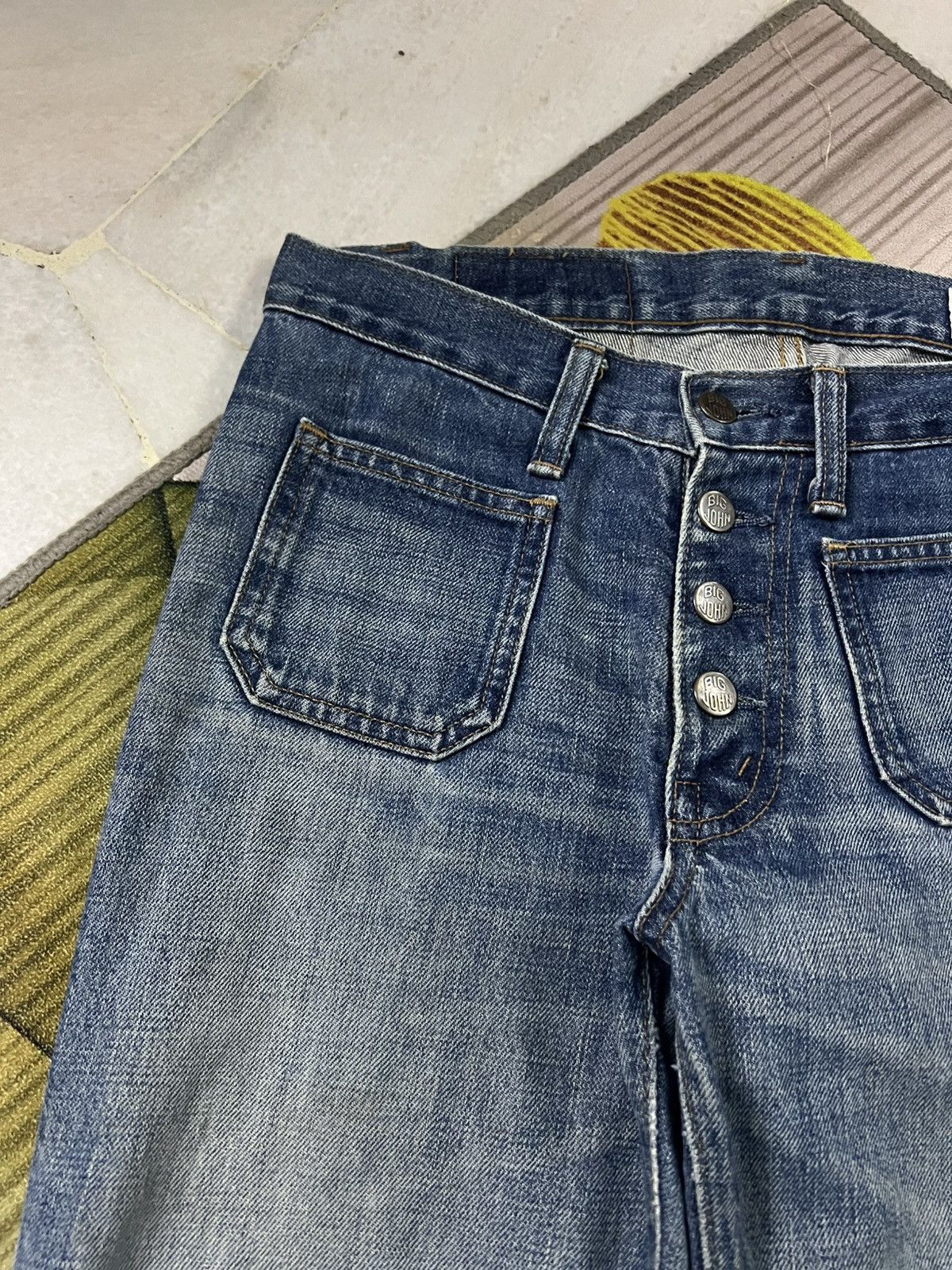 Japanese Brand 💥Flare💥Vintage Big John Bush Pants Bell Bottom Distress Jean Size US 29 - 11 Thumbnail
