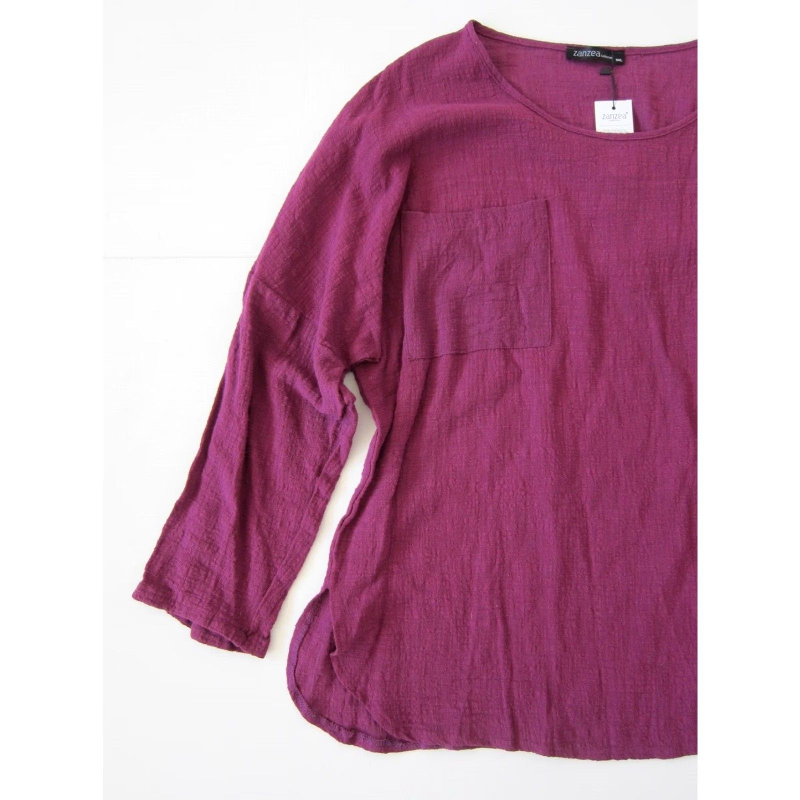 Vintage Zanzea 100% Cotton Purple Long Sleeve Pocket Tunic Peasant Blouse 5XL NWT Women Blouse Tunic Pocket Size XXL / US 16-18 / IT 52-54 - 5 Thumbnail
